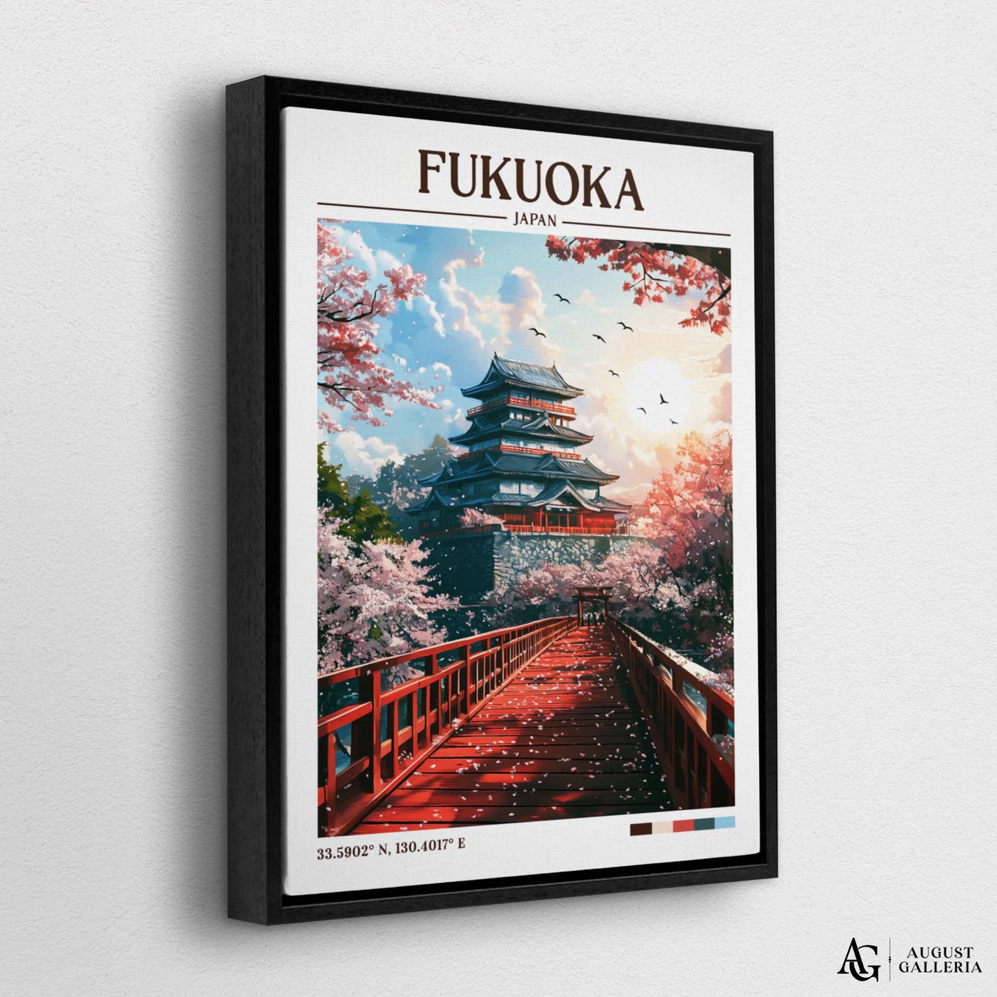 Fukuoka Japan Retro Travel Print