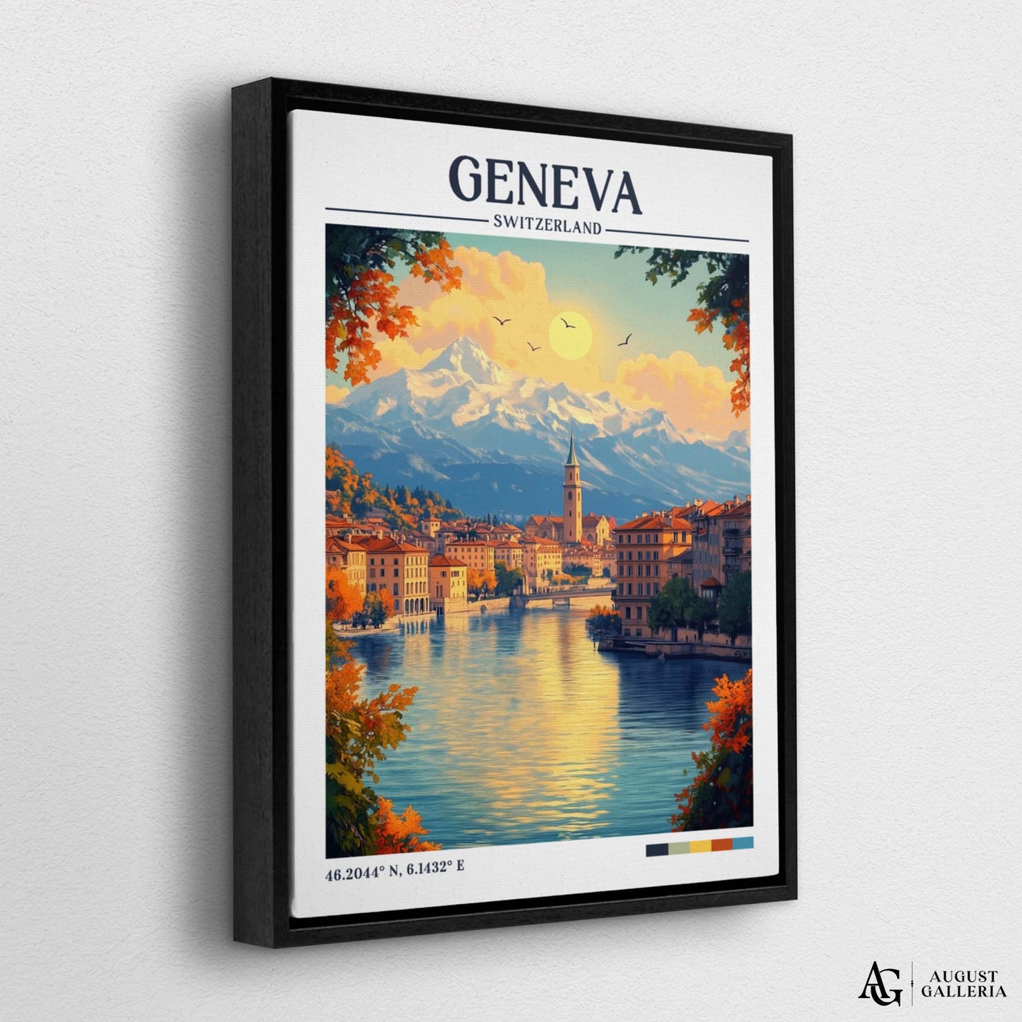 Geneva Switzerland Retro Travel Print