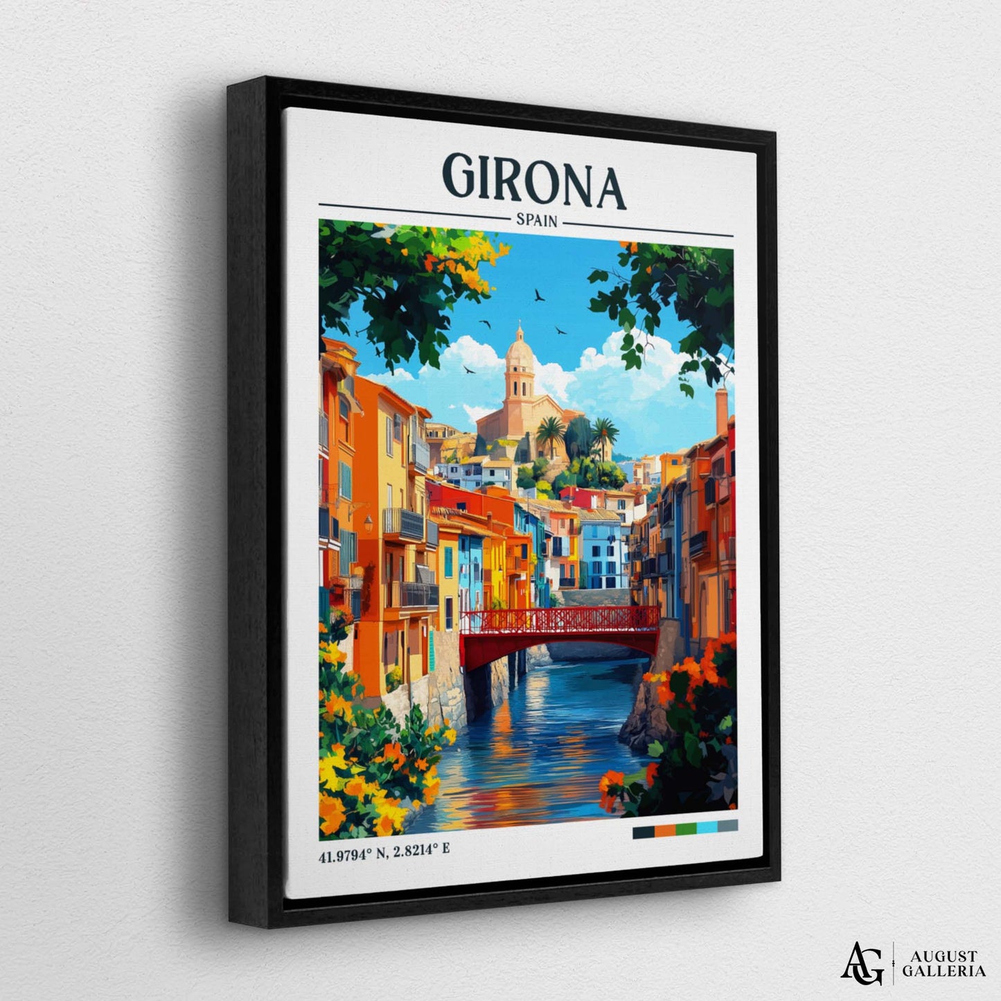 Girona Spain Retro Travel Print