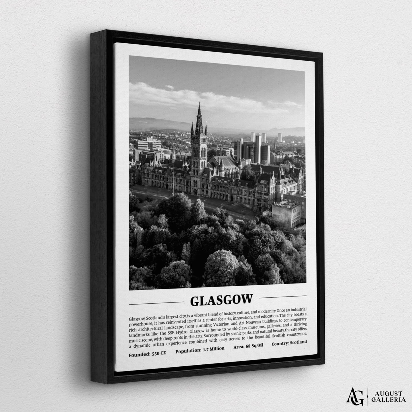 Glasgow Black & White City Print