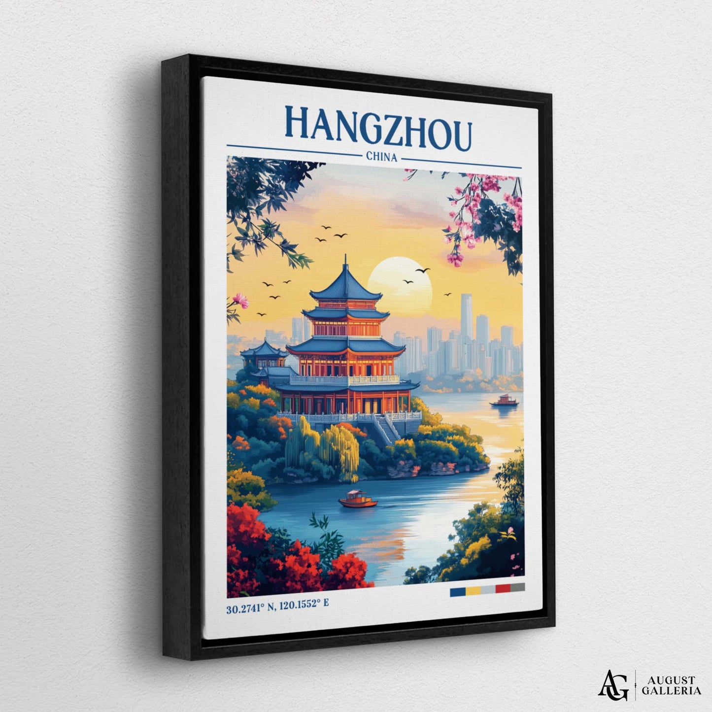 Hangzhou China Retro Travel Print