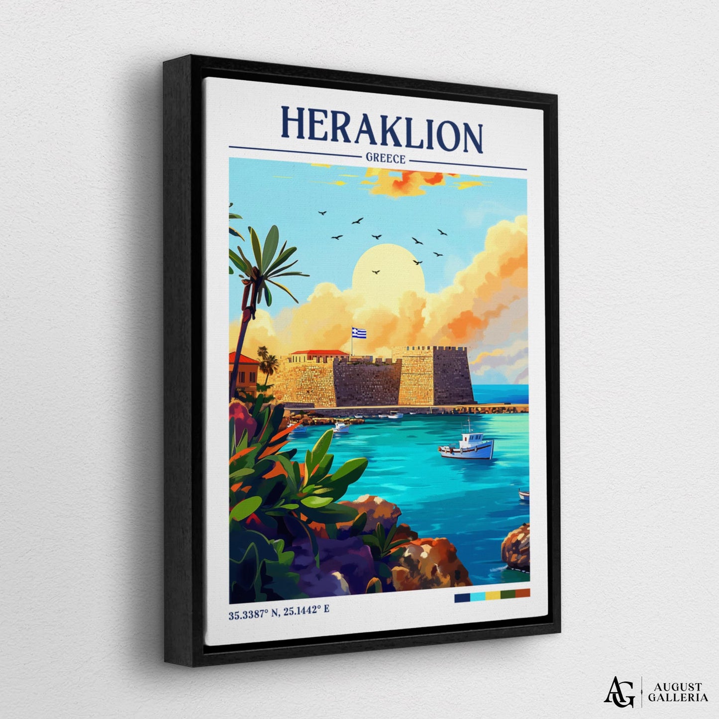 Heraklion Greece Retro Travel Print
