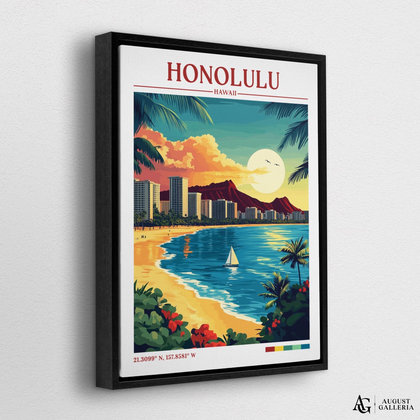 Honolulu Hawaii Retro Travel Print