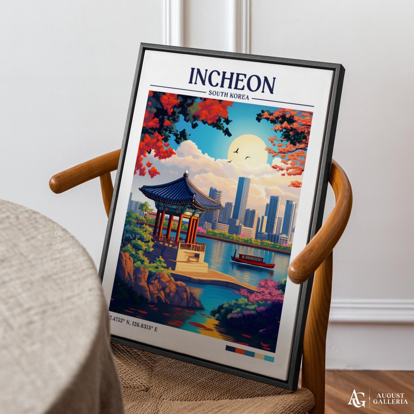Incheon South Korea Retro Travel Print