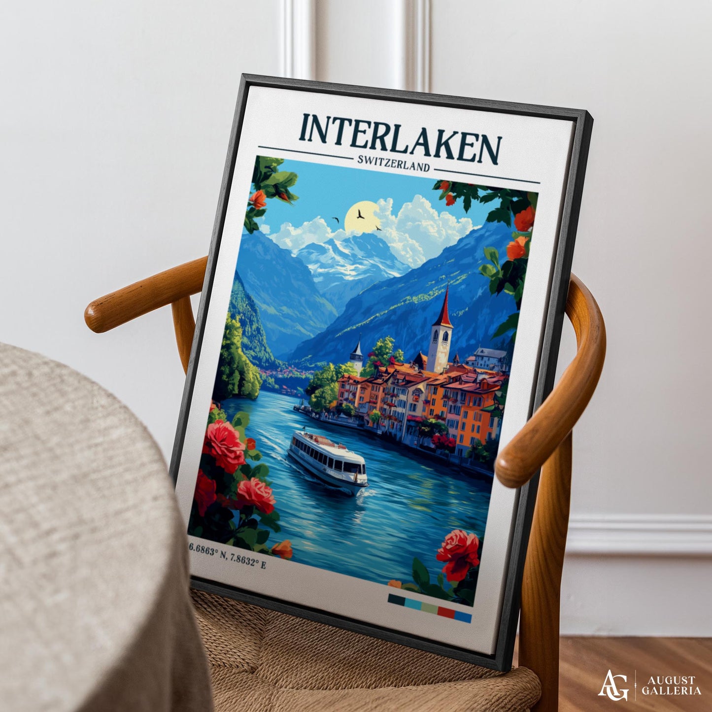Interlaken Switzerland Retro Travel Print