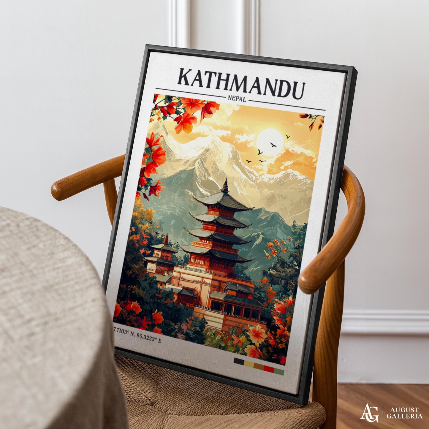 Kathmandu Nepal Retro Travel Print
