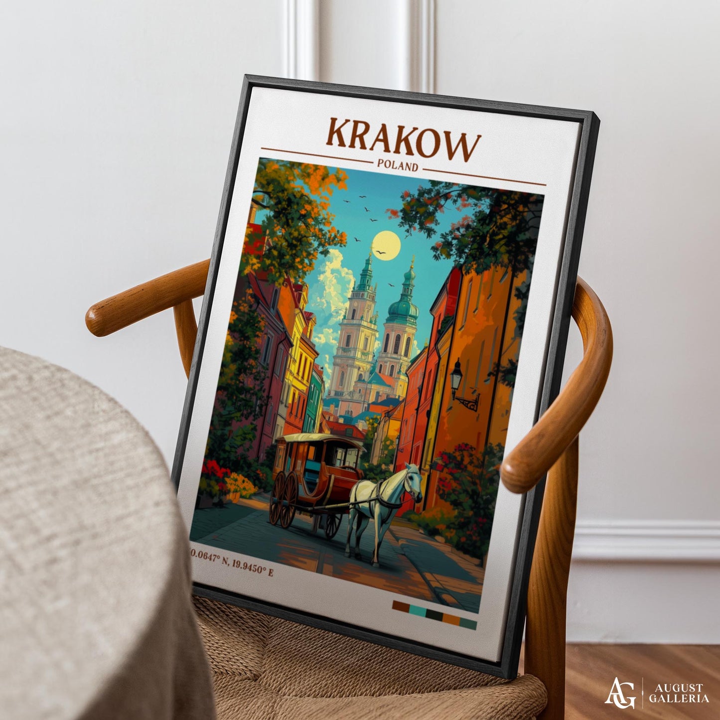 Kraków Poland Retro Travel Print
