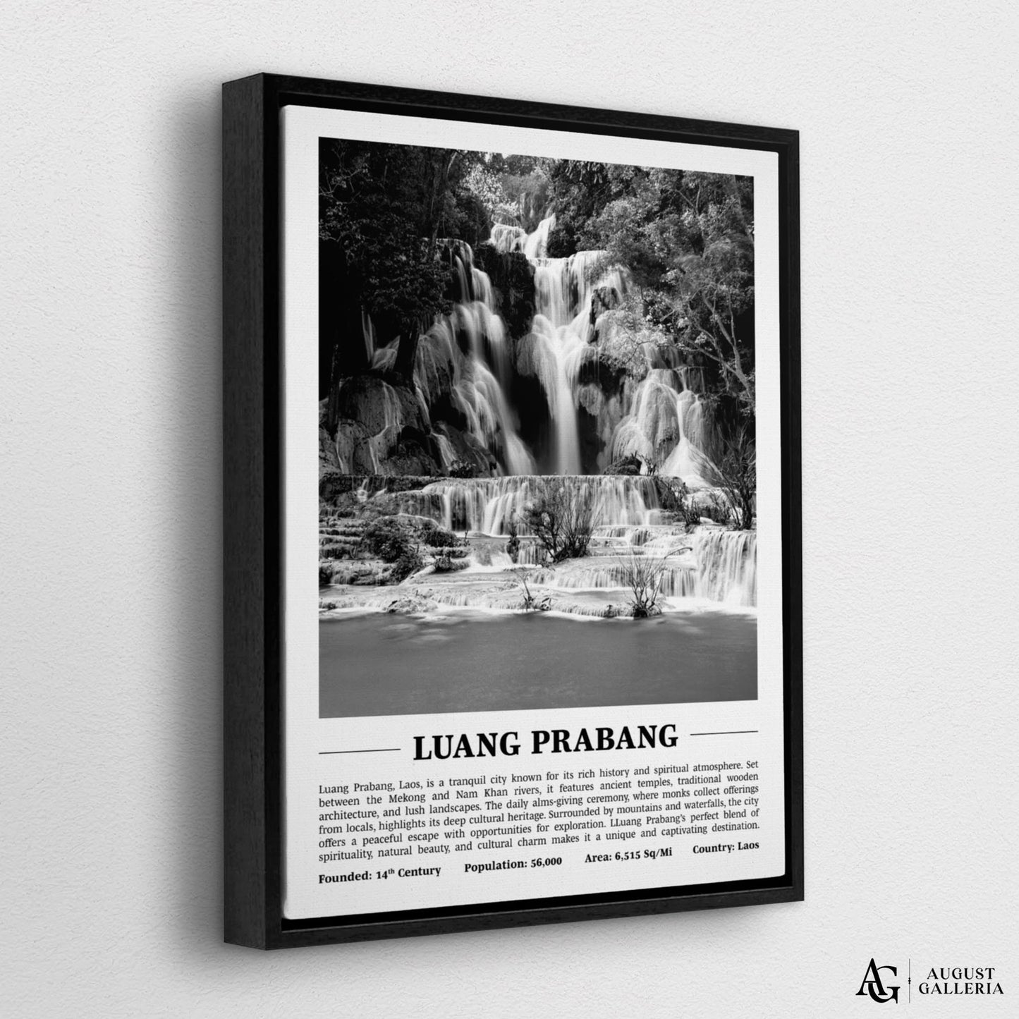 Luang Prabang Black & White City Print