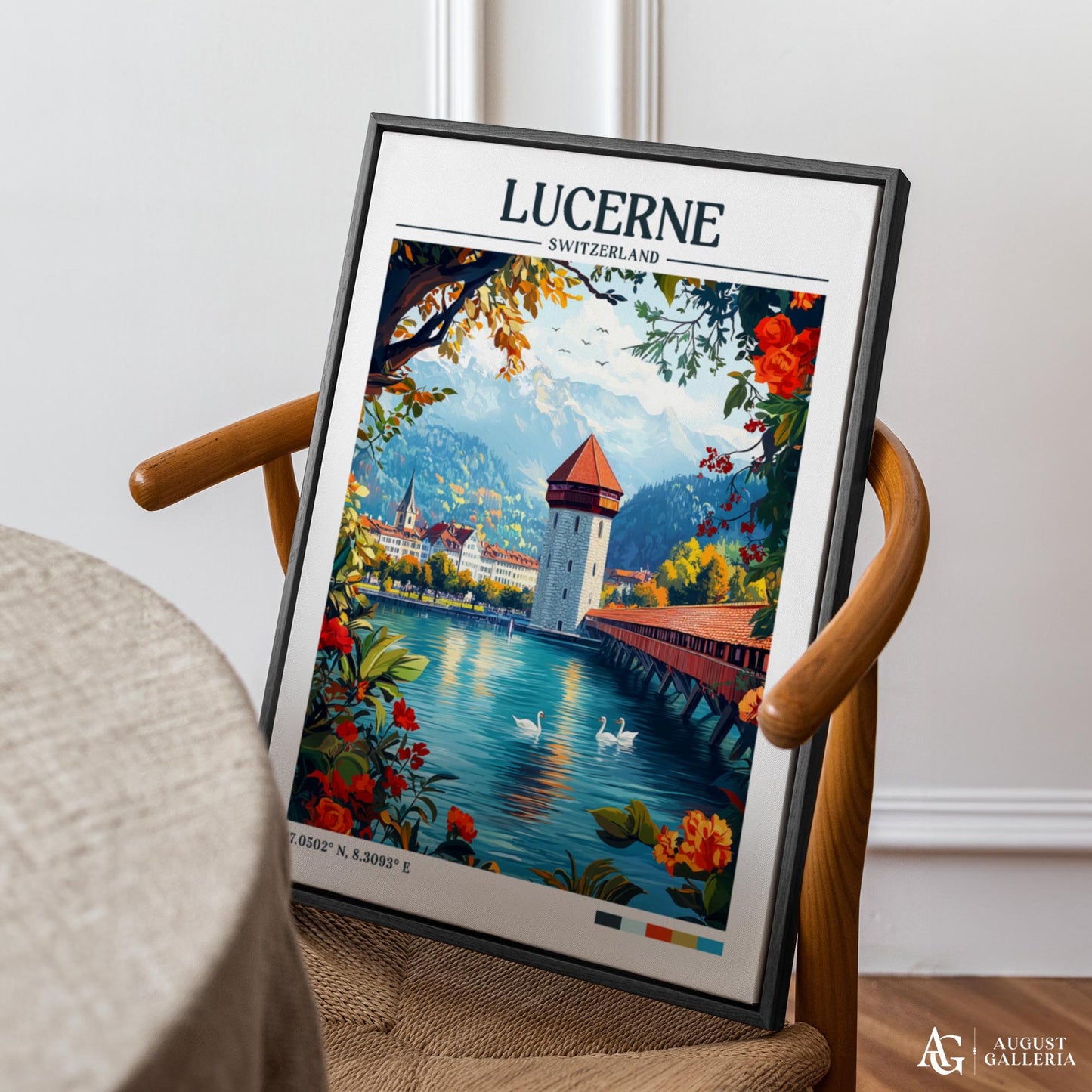 Lucerne Switzerland Retro Travel Print