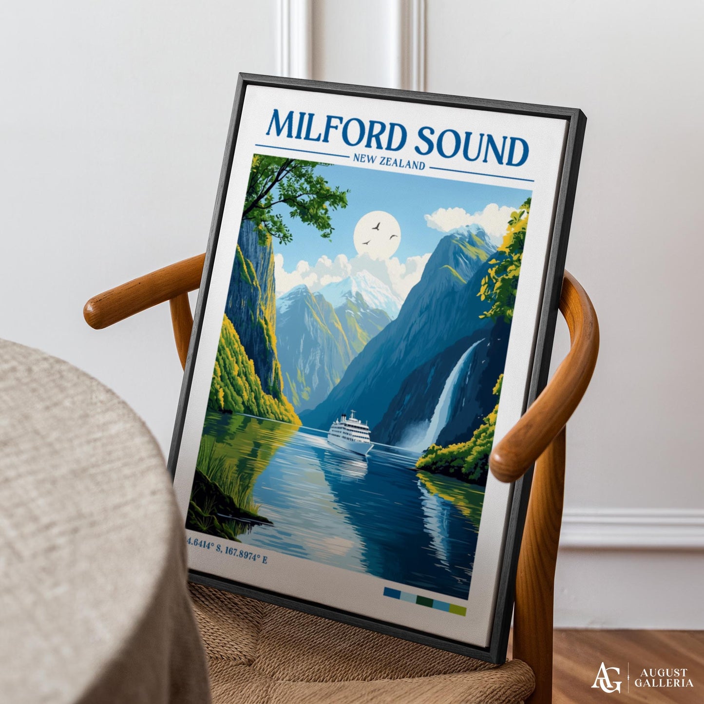 Milford Sound Retro Travel Print