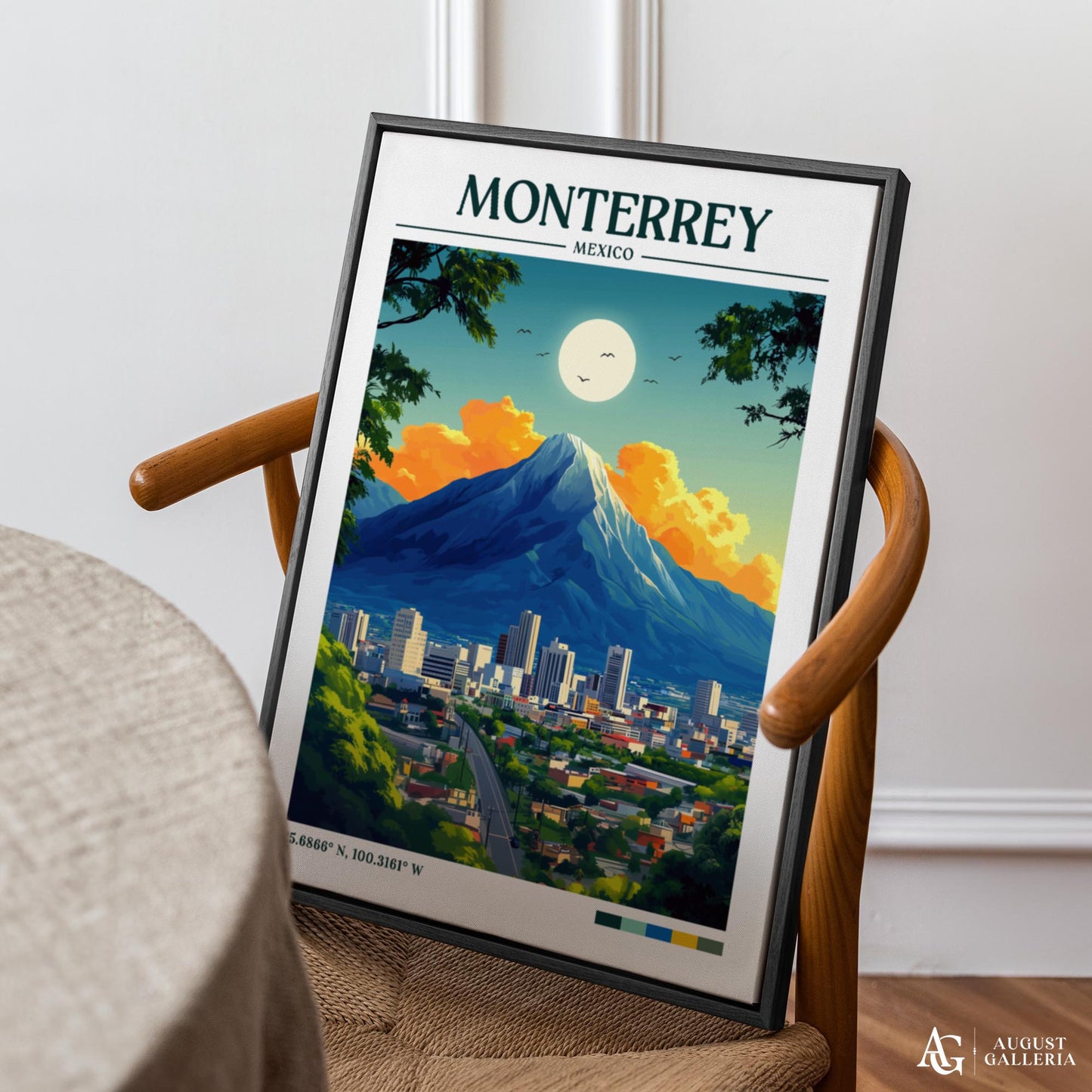 Monterrey Mexico Retro Travel Print