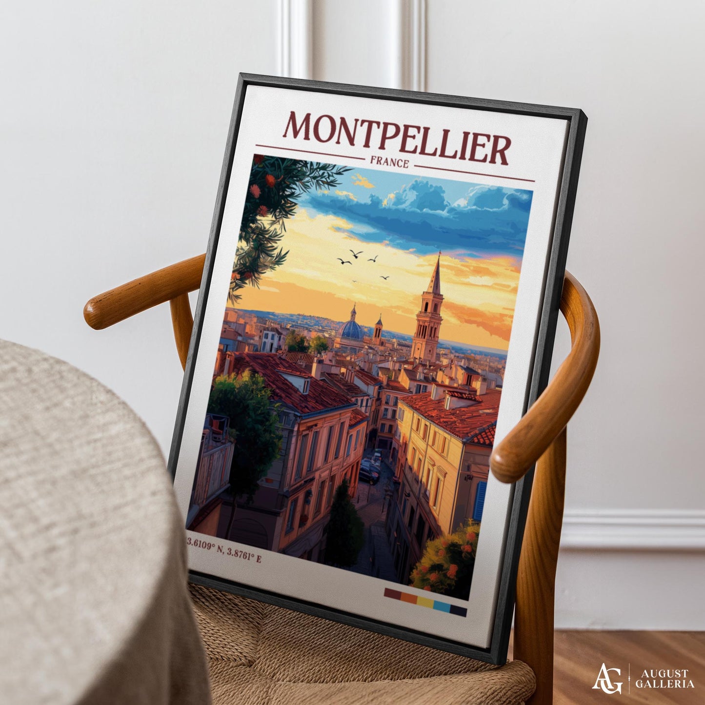 Montpellier France Retro Travel Print