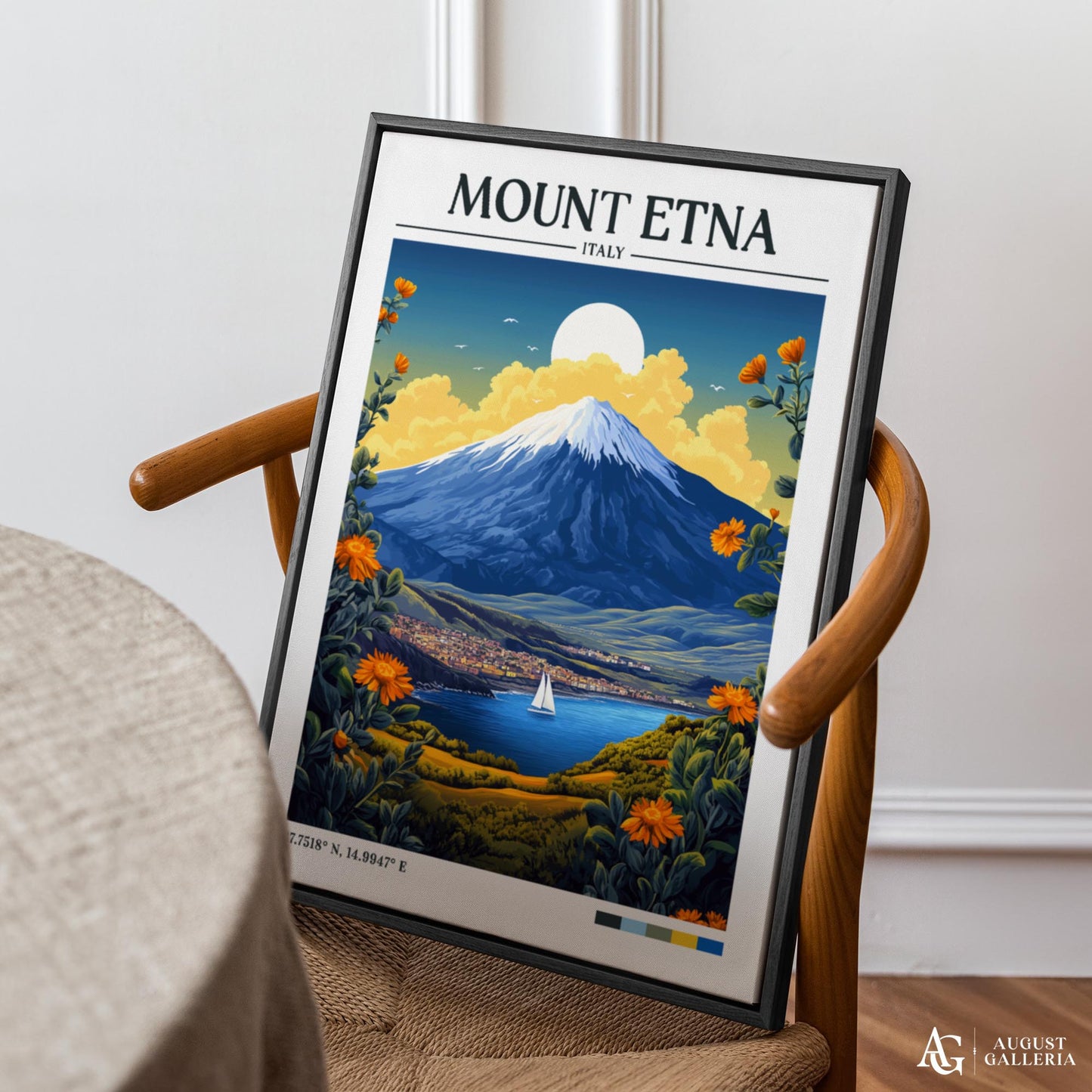 Mount Etna Retro Travel Print