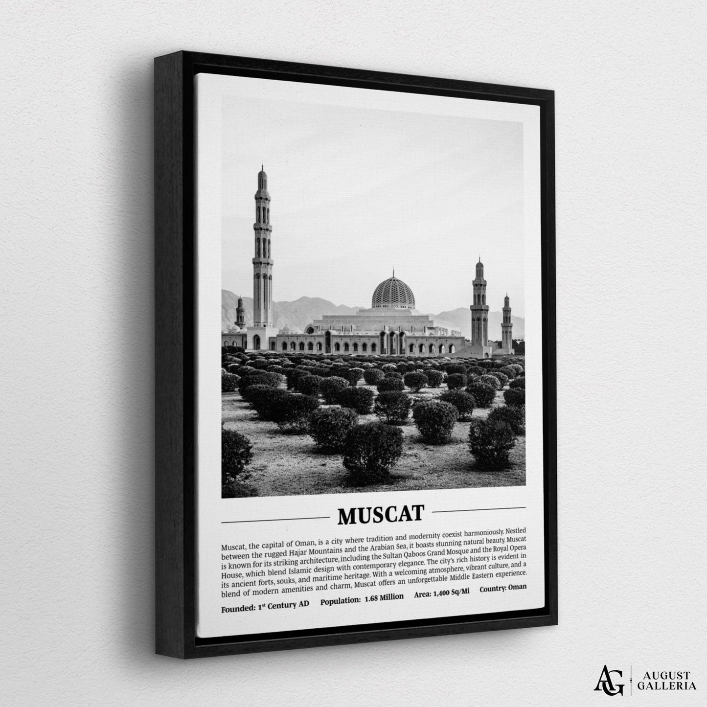 Muscat Black & White City Print