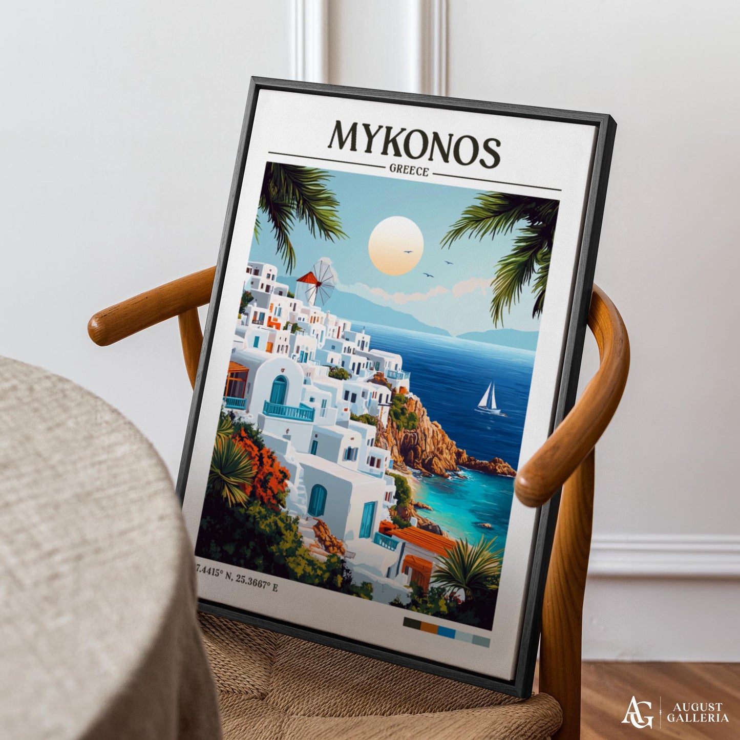 Mykonos Greece Retro Travel Print