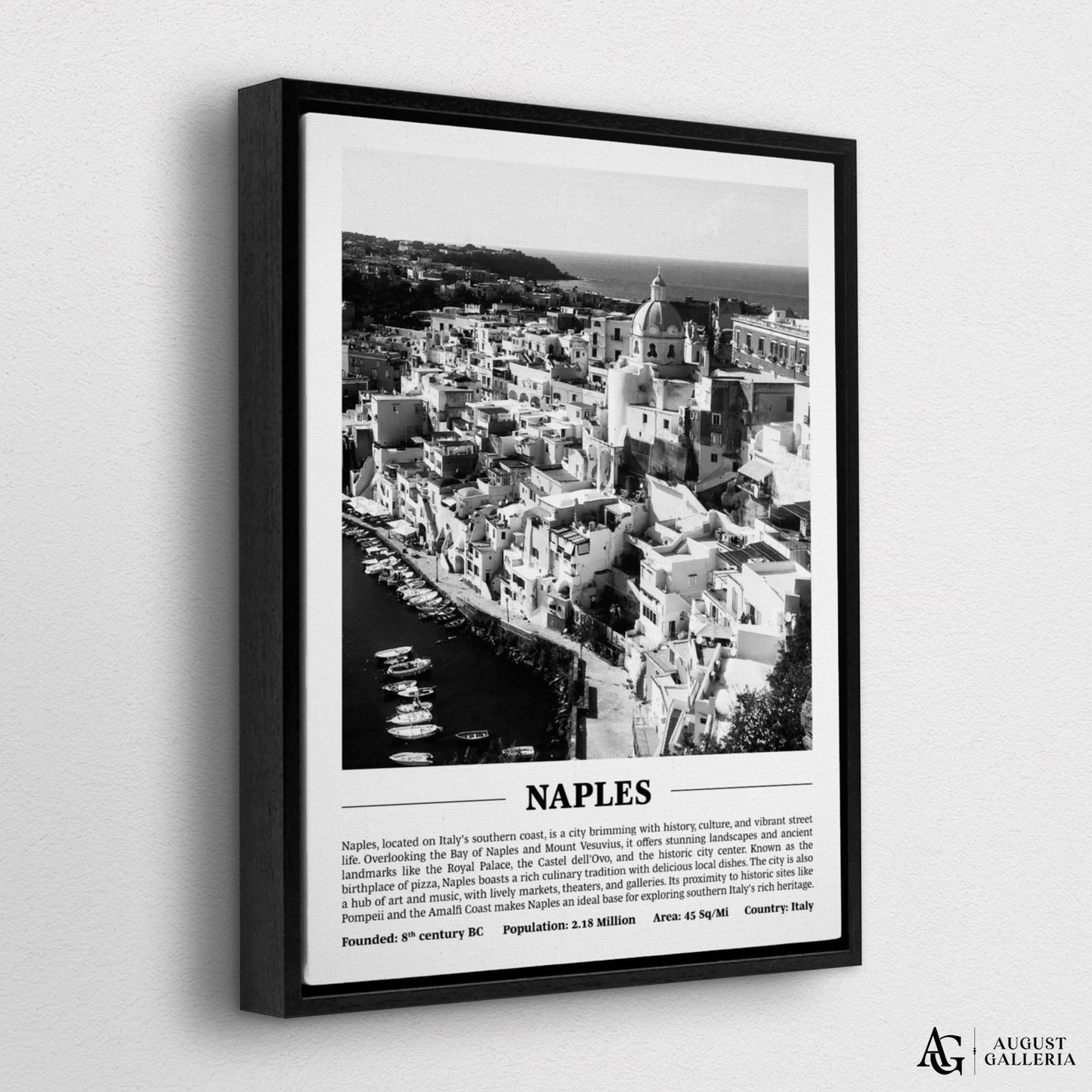 Naples Black & White City Print