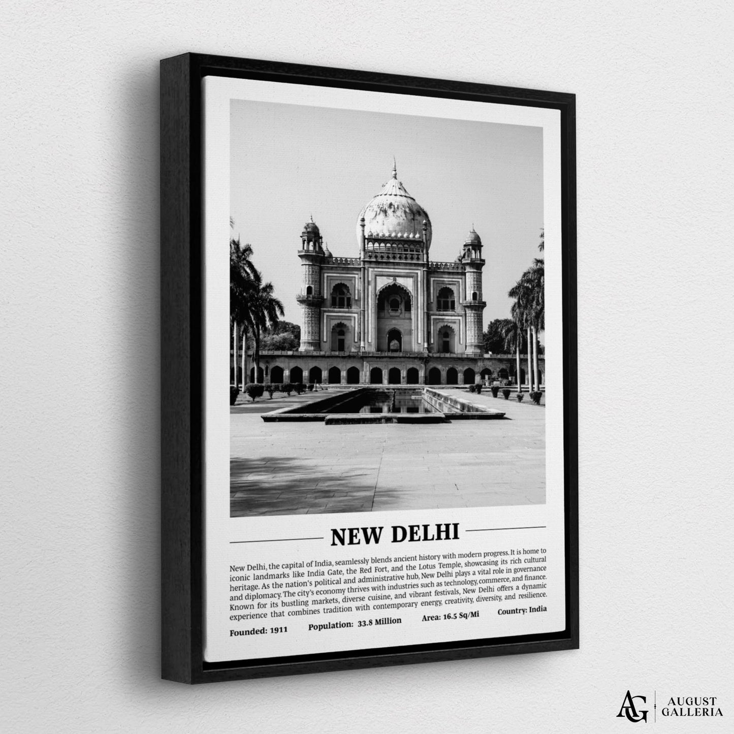 New Delhi Black & White City Print