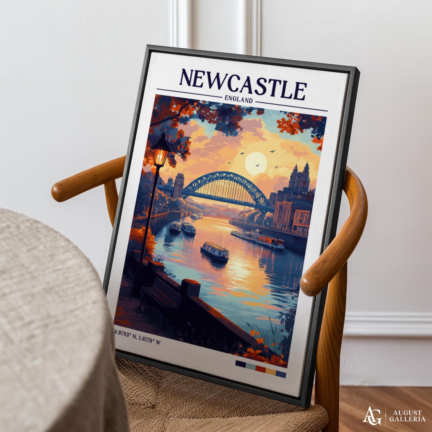 Newcastle England Retro Travel Print