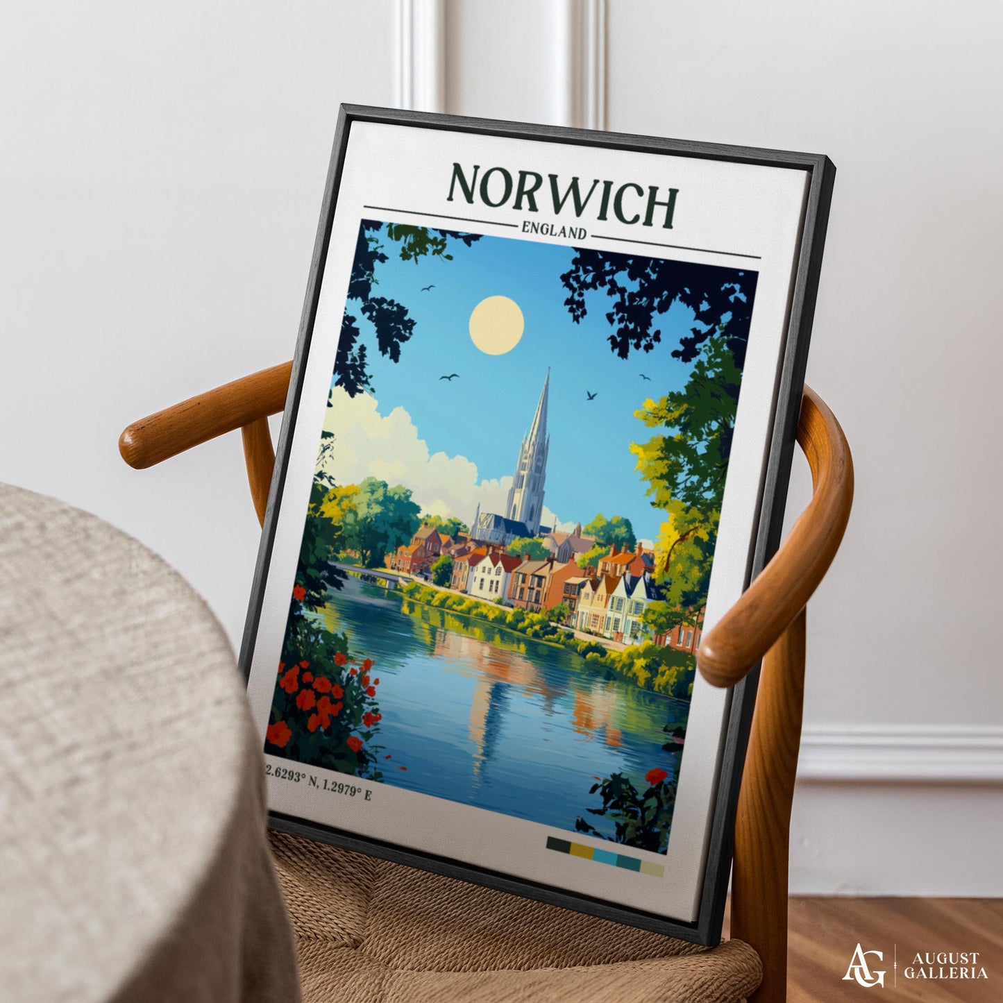 Norwich England Retro Travel Print