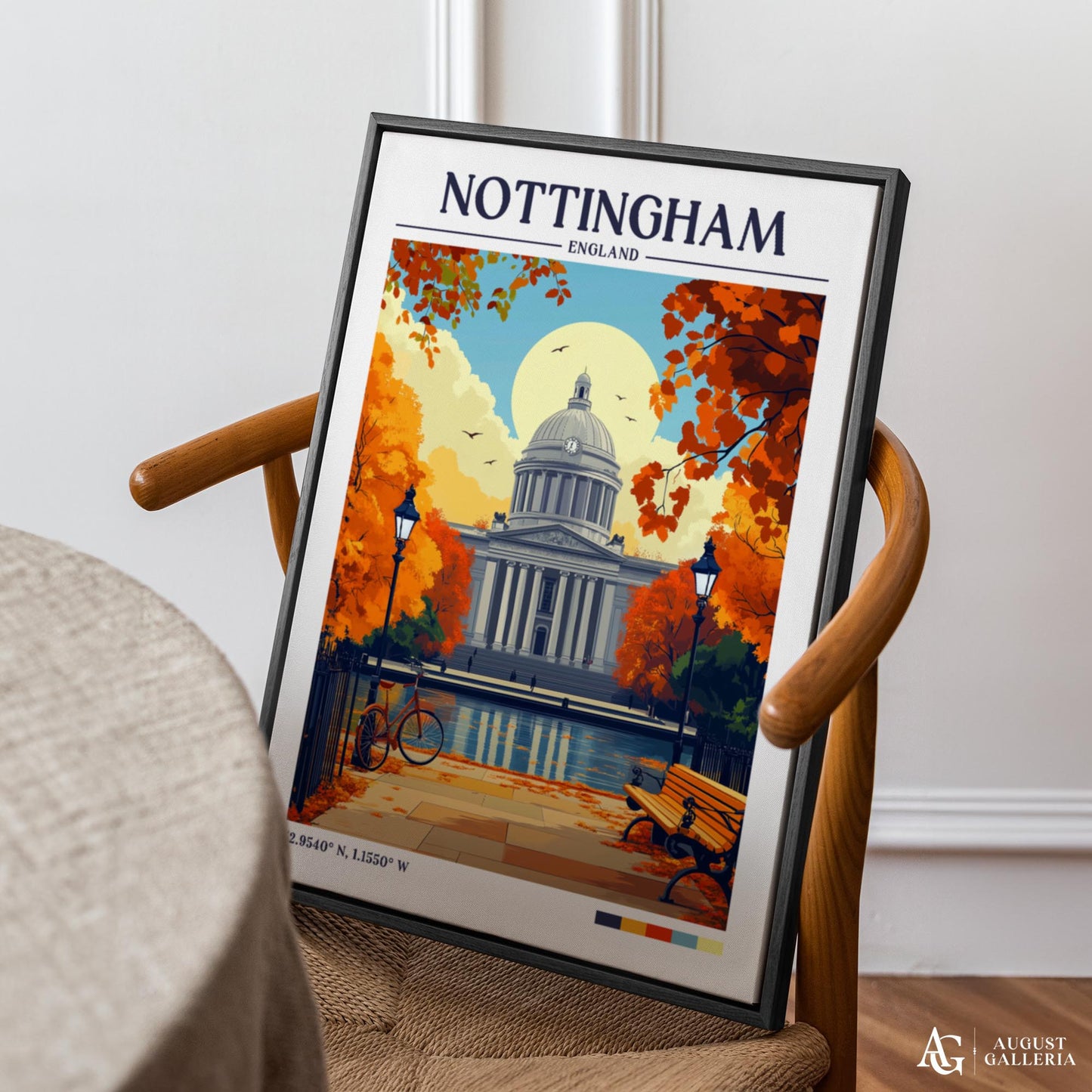 Nottingham England Retro Travel Print