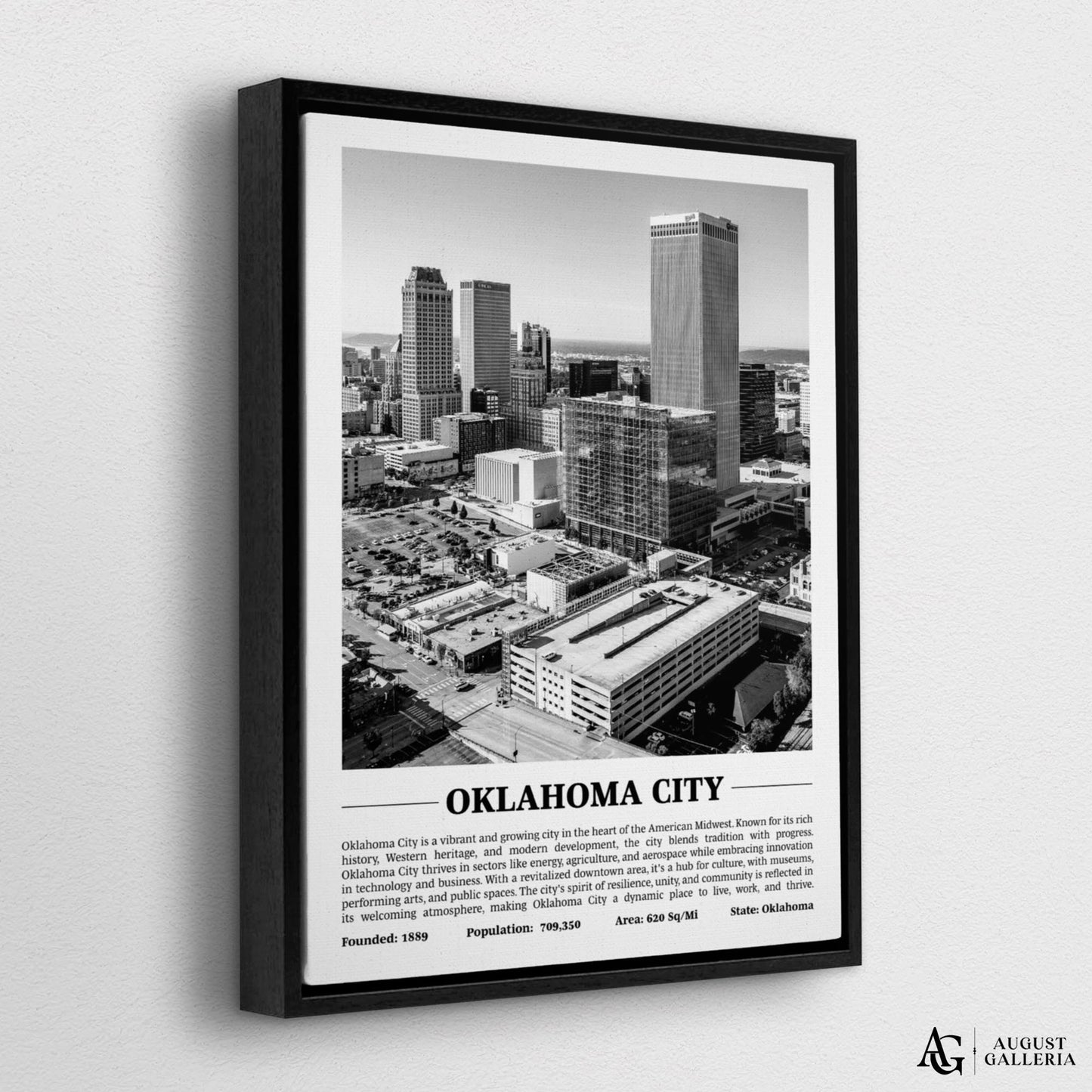 Oklahoma City Black & White City Print
