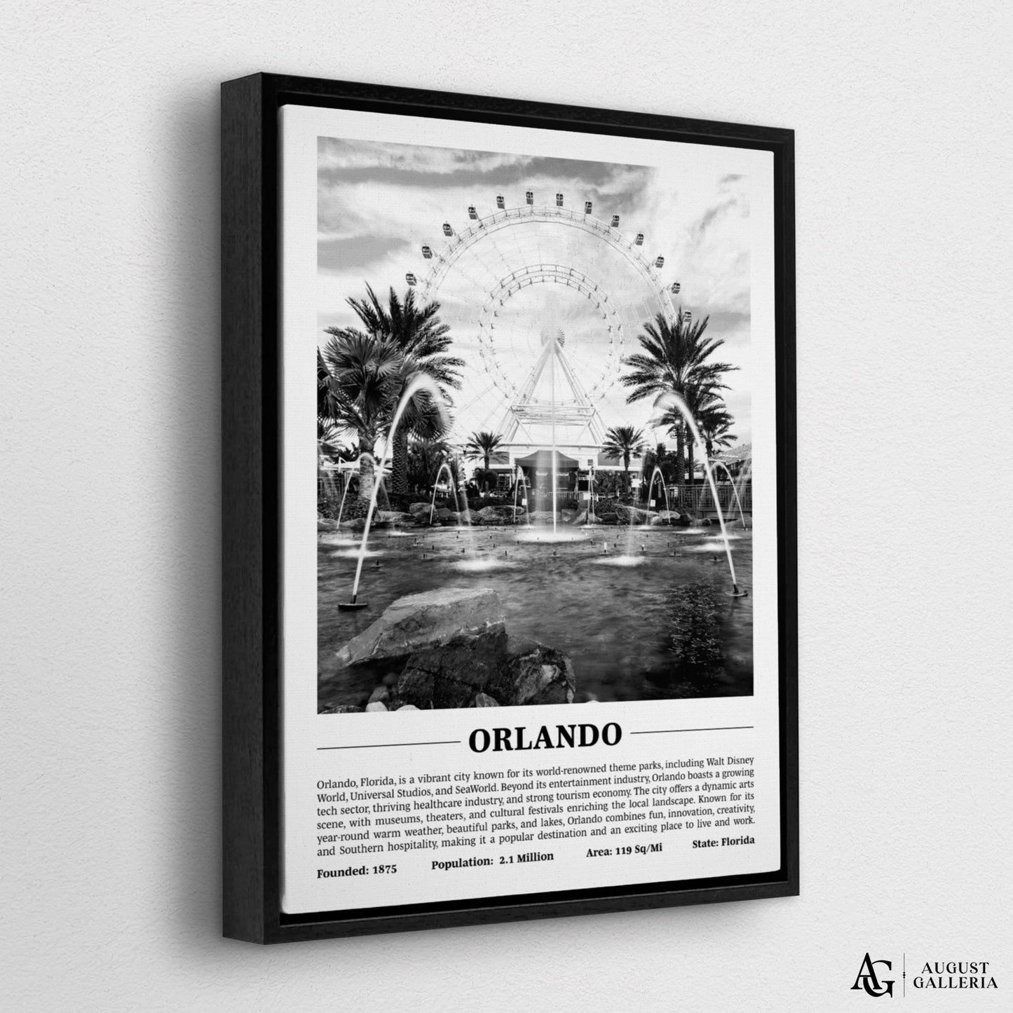 Orlando Black & White City Print