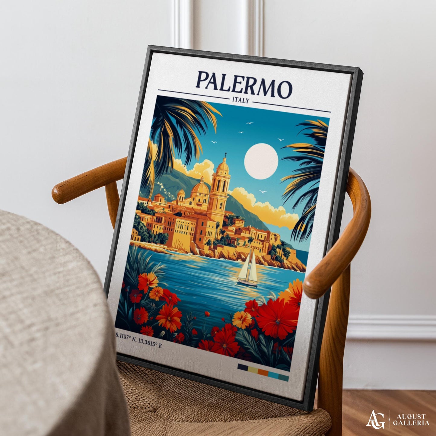 Palermo Italy Retro Travel Print