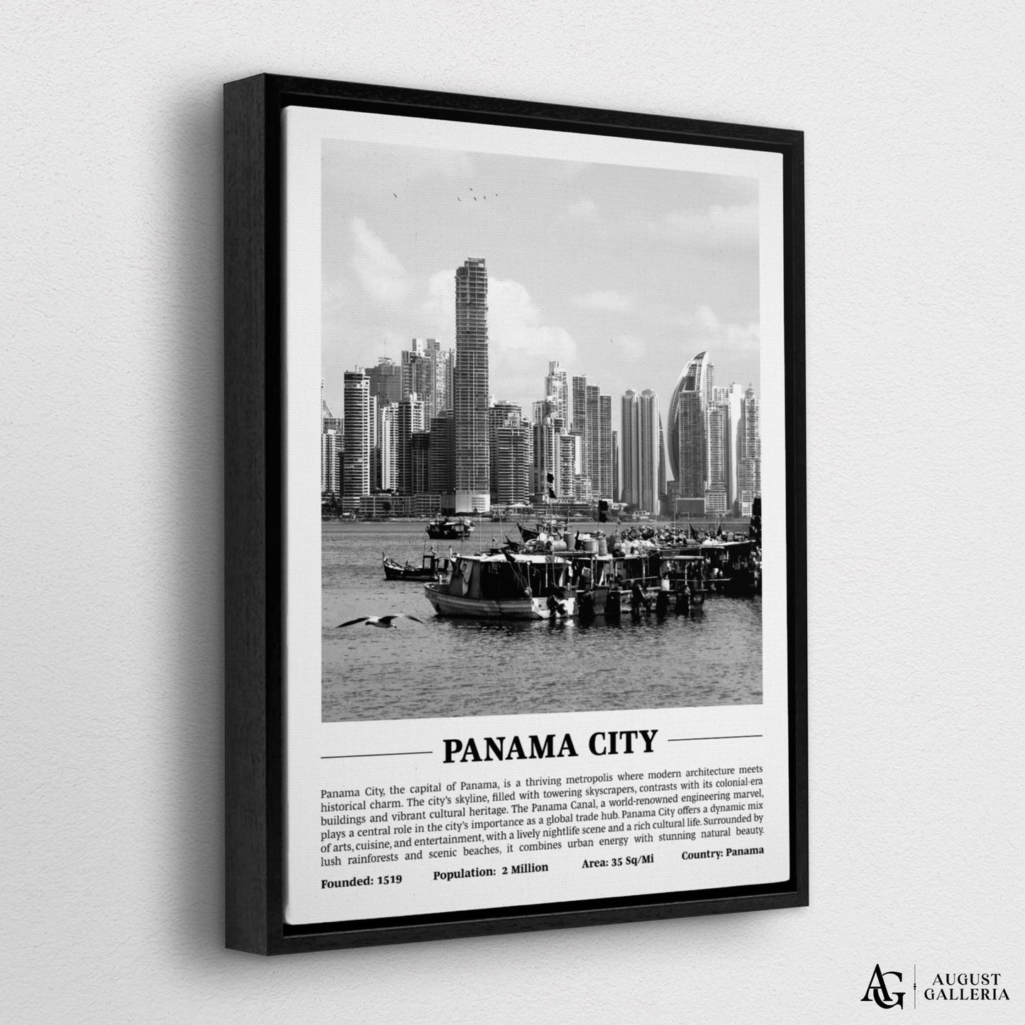 Panama City Black & White City Print