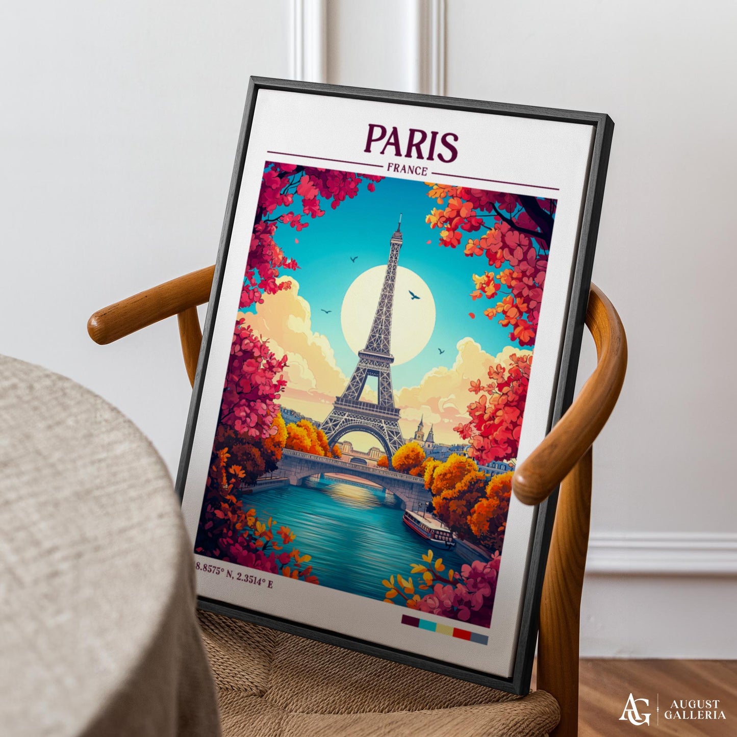 Paris France Retro Travel Print