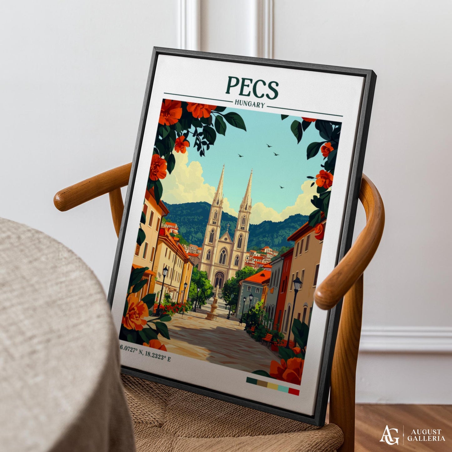Pécs Hungary Retro Travel Print