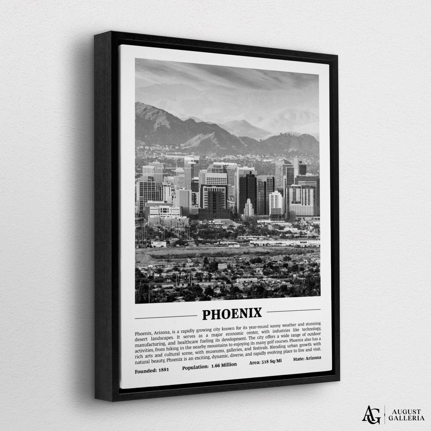 Phoenix Black & White City Print
