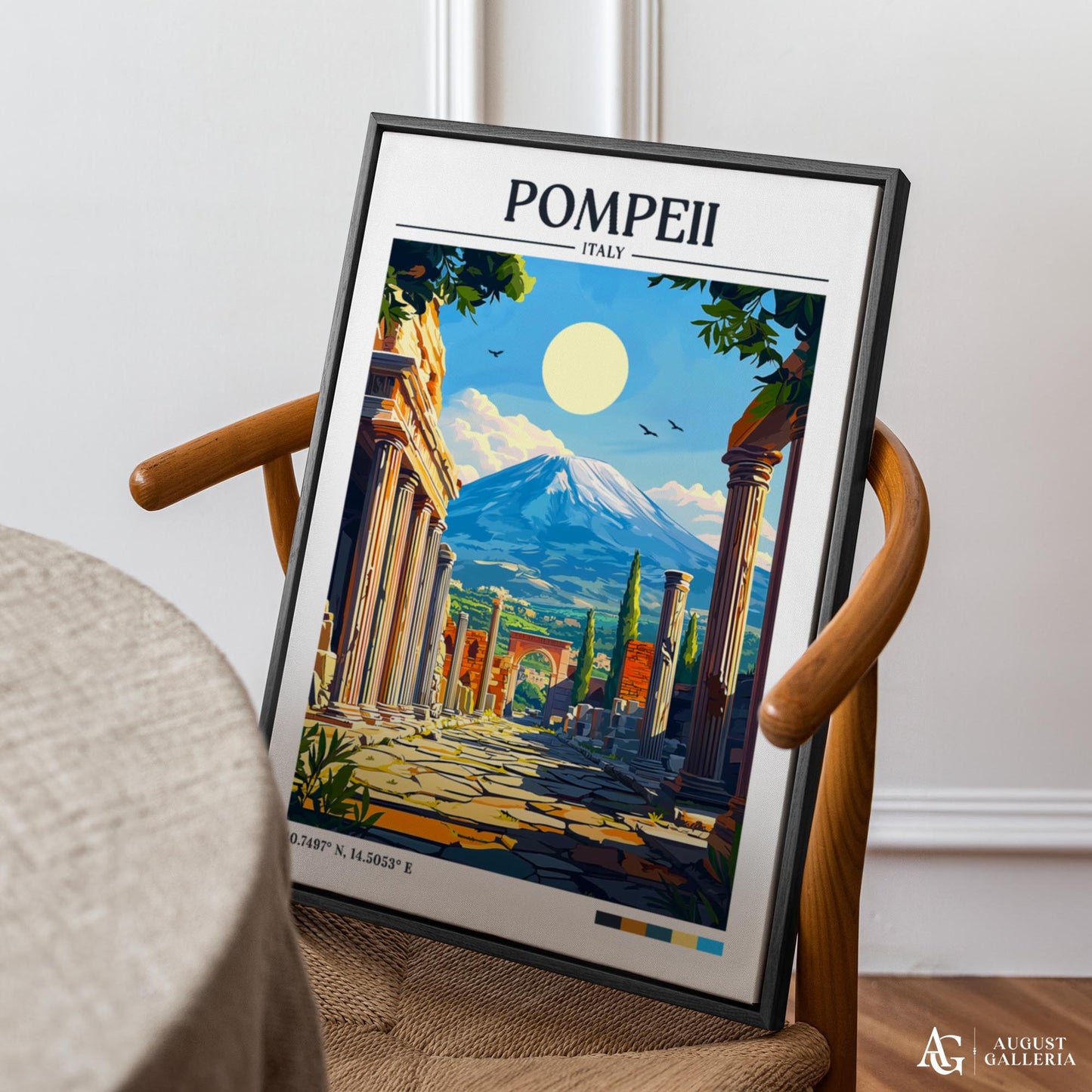 Pompeii Italy Retro Travel Print