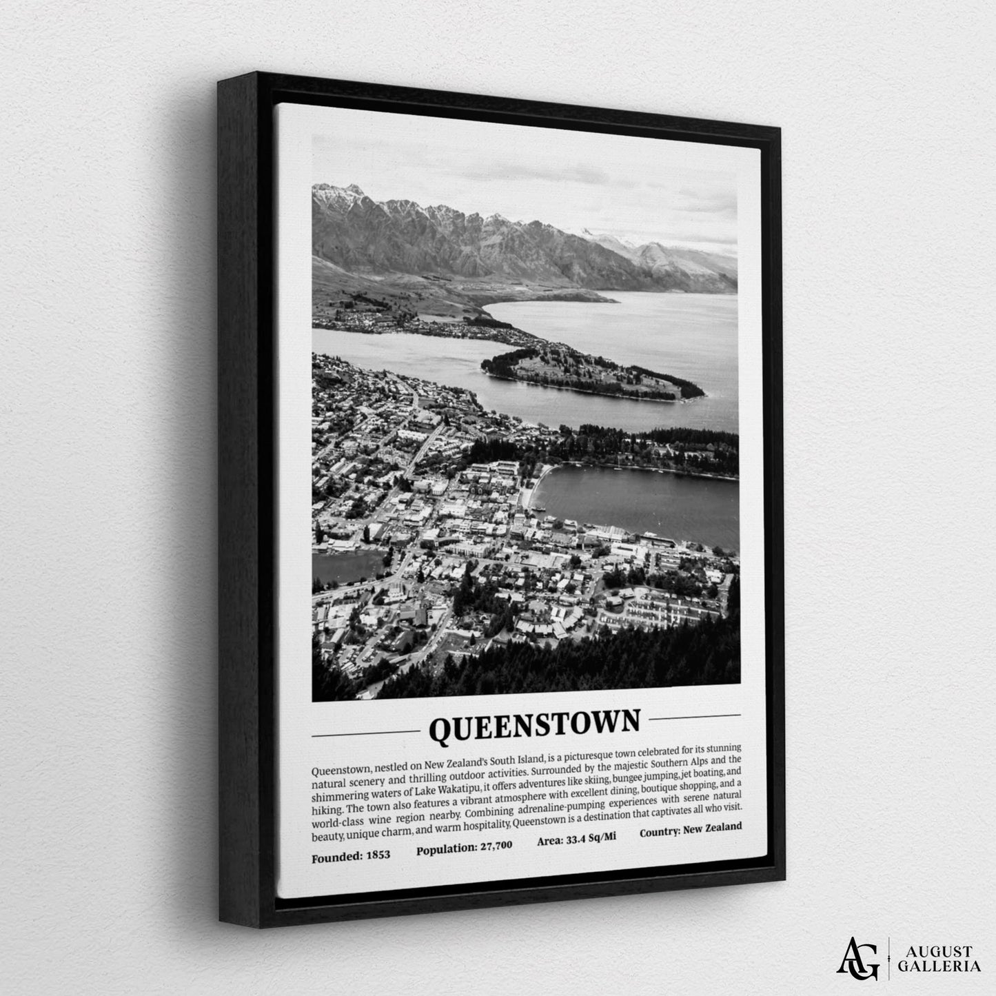 Queenstown Black & White City Print