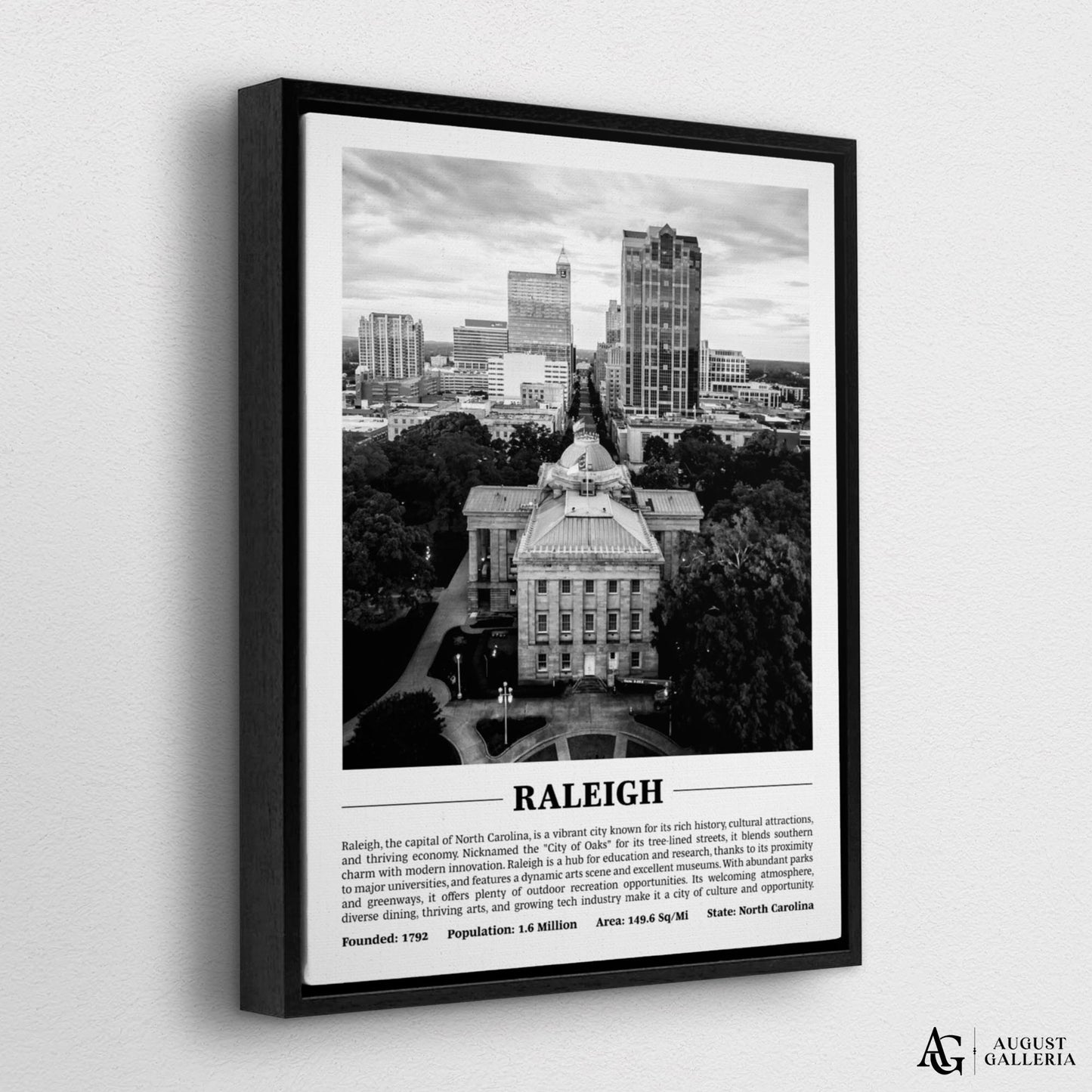 Raleigh Black & White City Print
