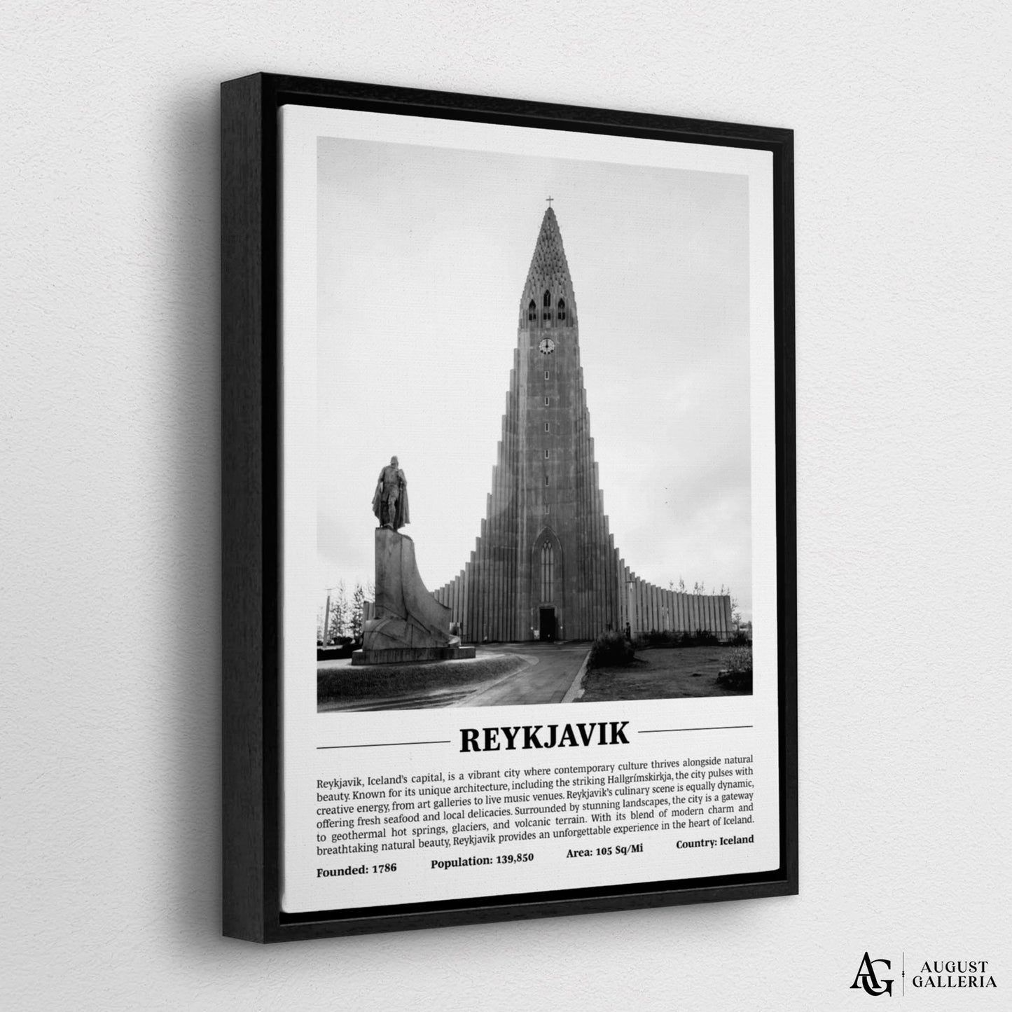 Reykjavik Black & White City Print