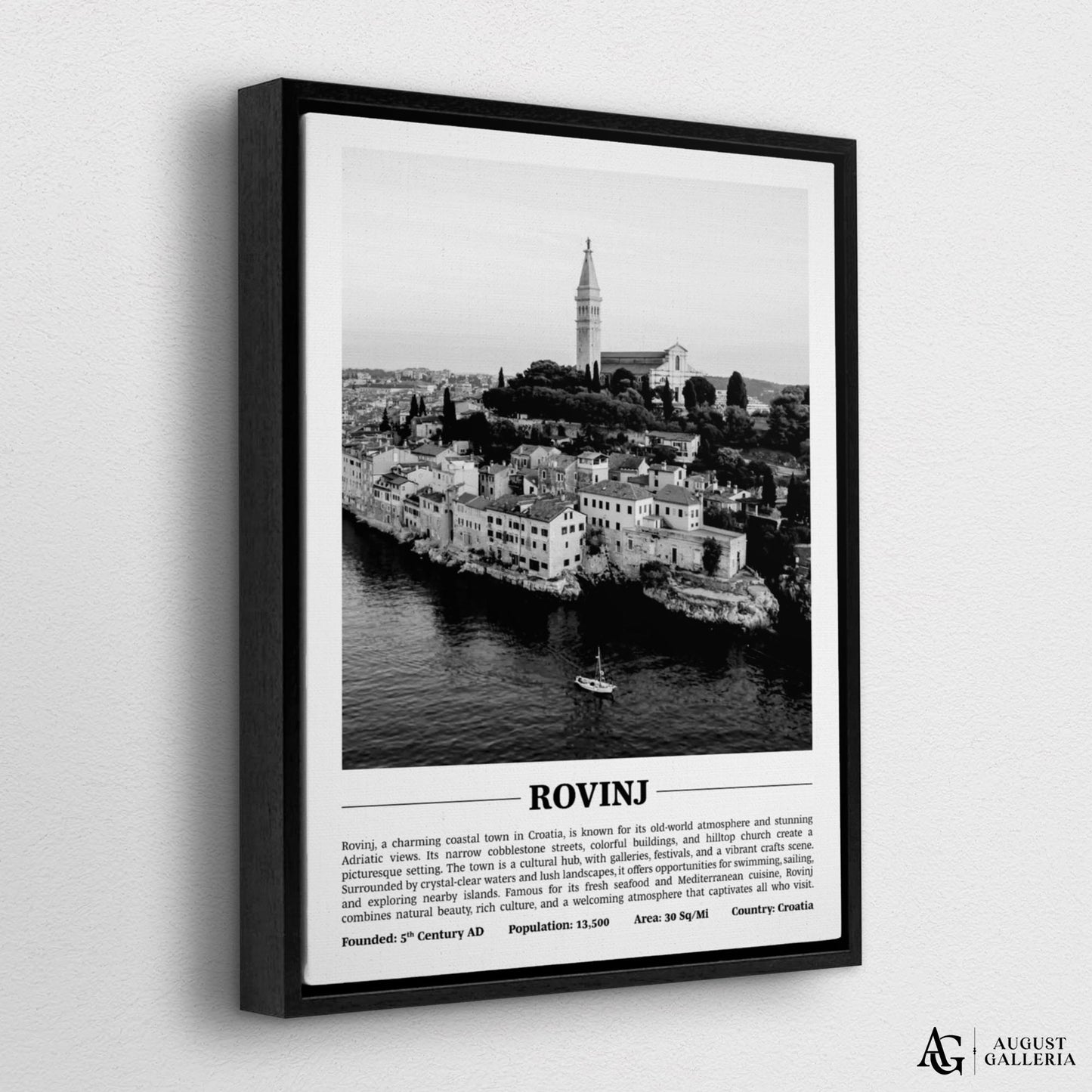 Rovinj Black & White City Print