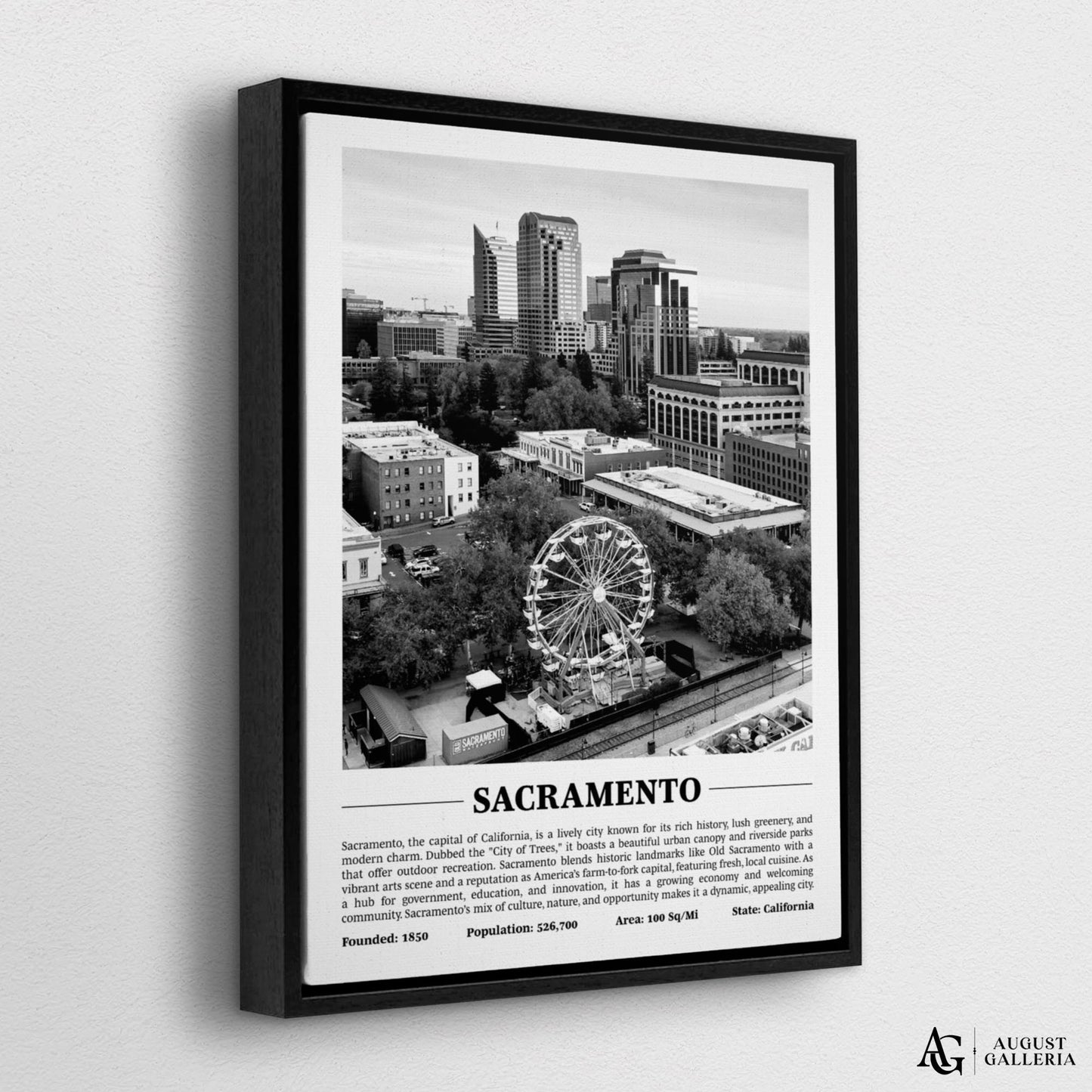 Sacramento Black & White City Print