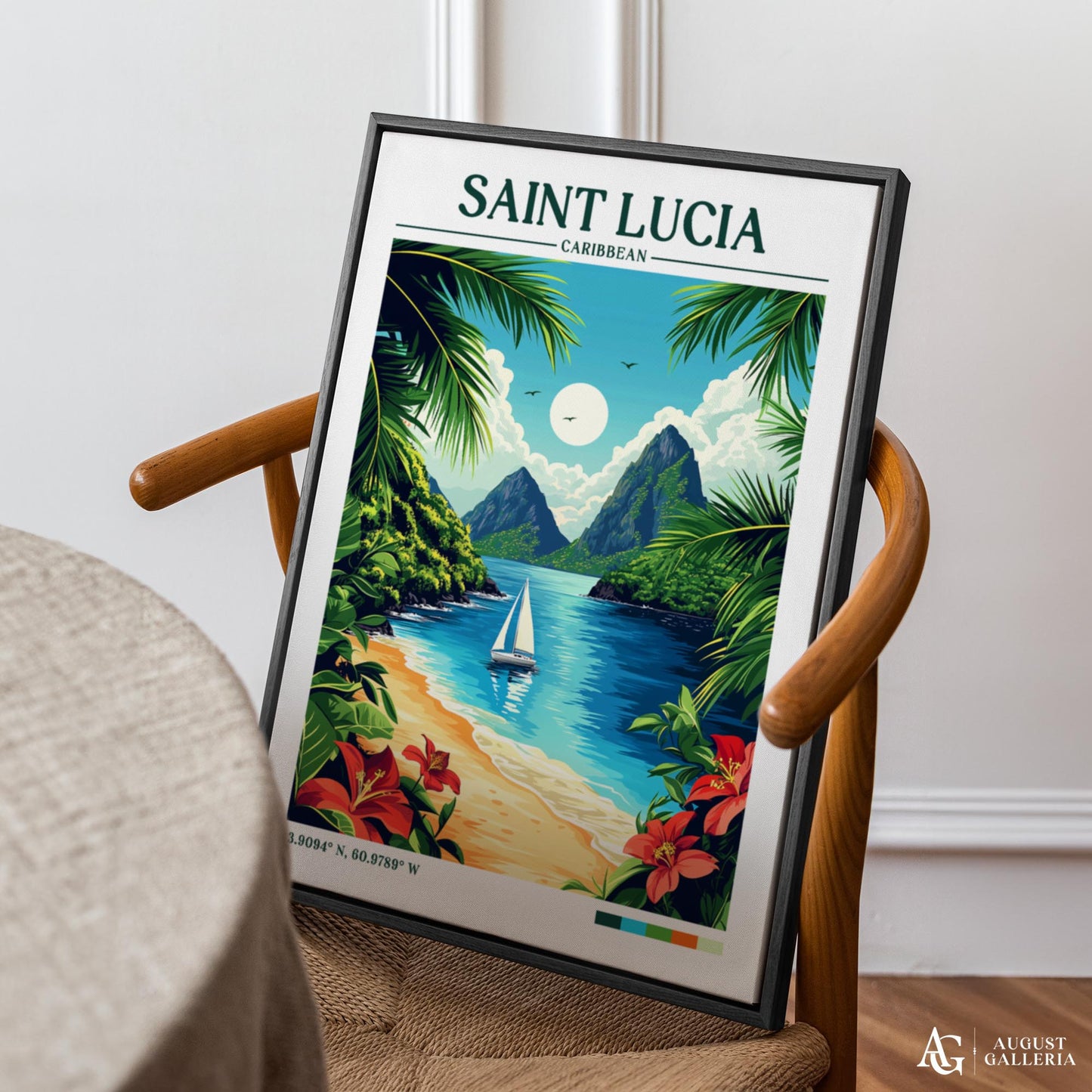 Saint Lucia Retro Travel Print