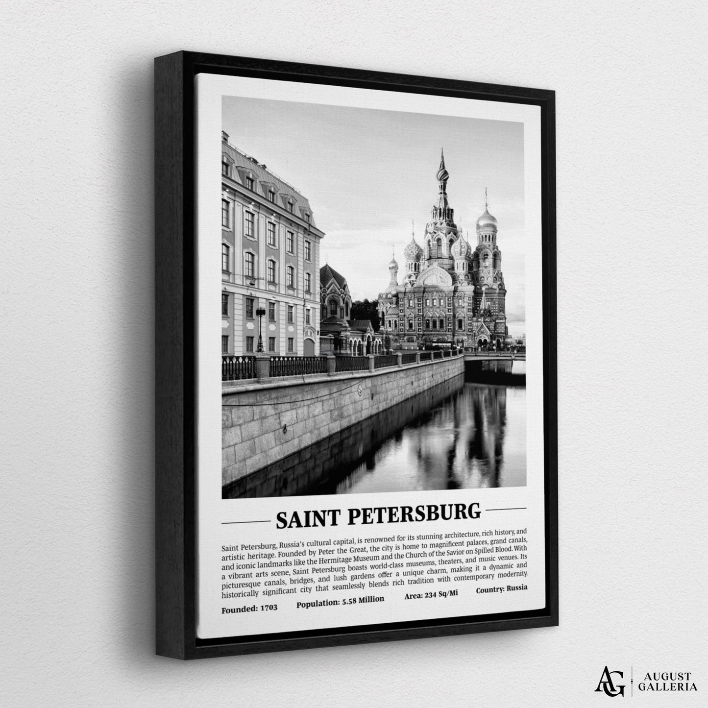 Saint Petersburg Black & White City Print