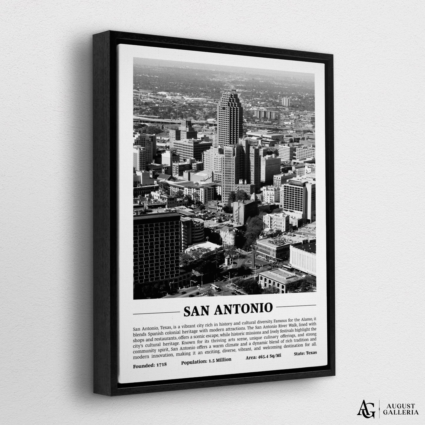 San Antonio Black & White City Print