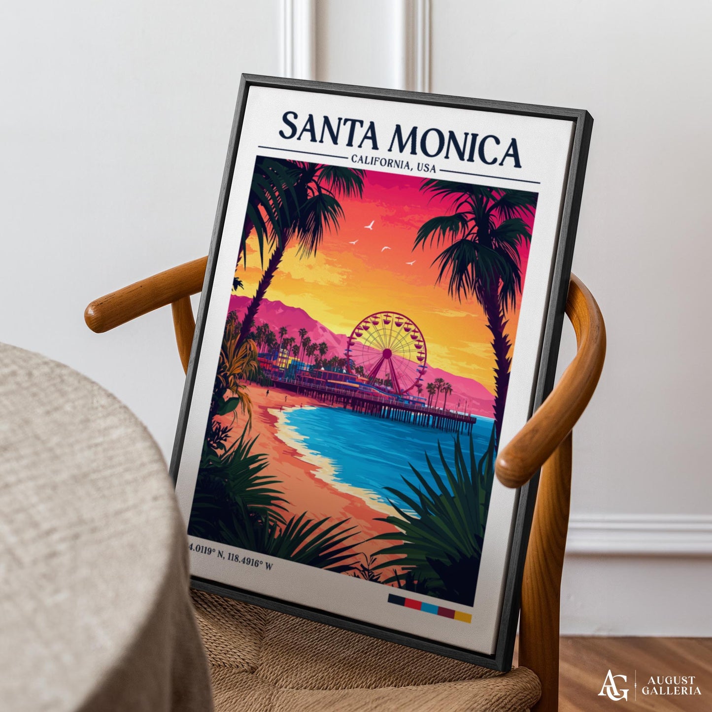 Santa Monica Retro Travel Print