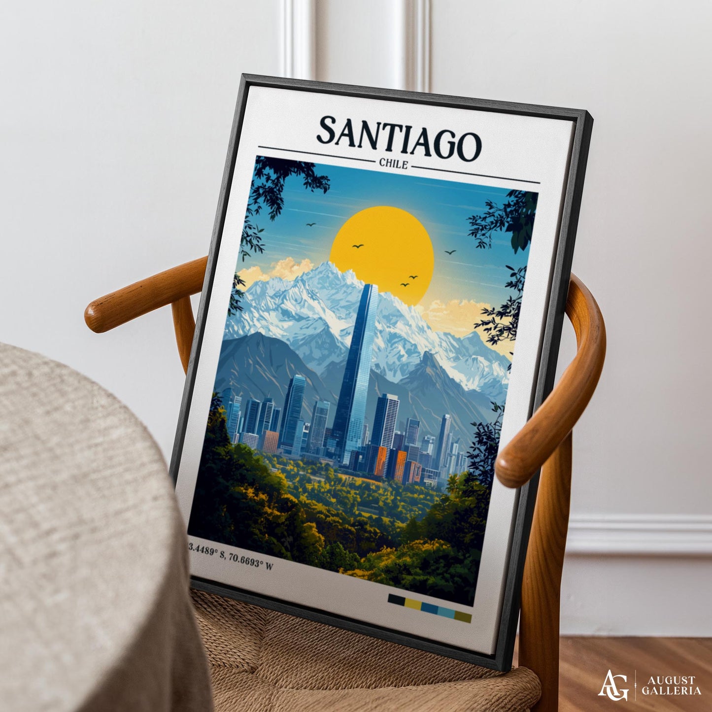Santiago Chile Retro Travel Print