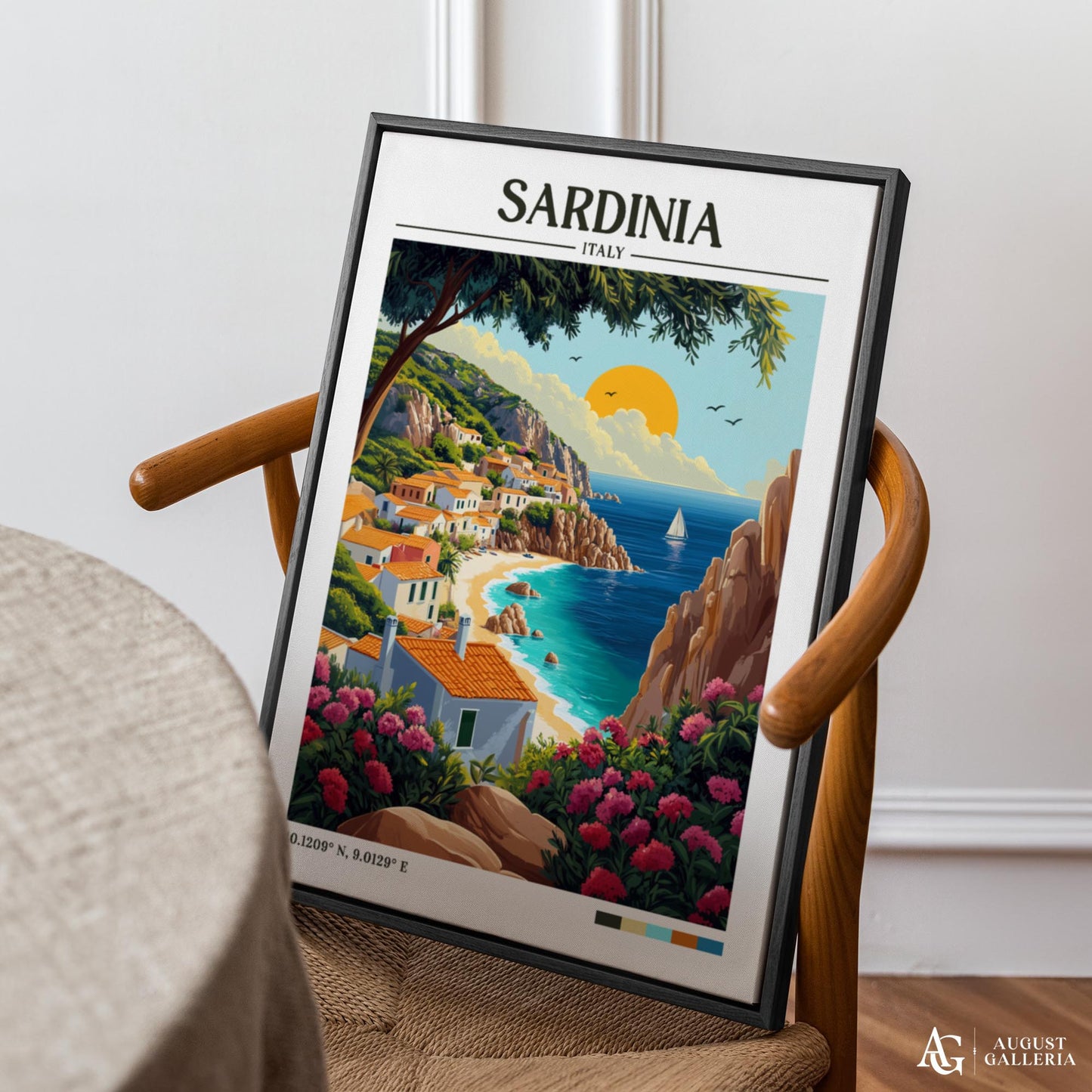 Sardinia Italy Retro Travel Print