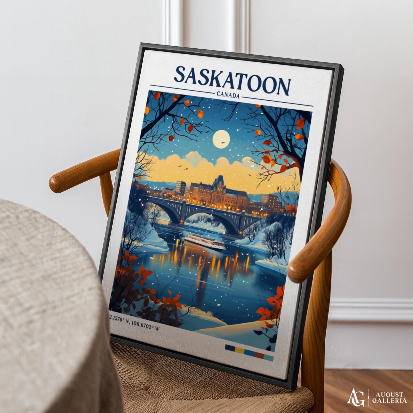 Saskatoon Canada Retro Travel Print