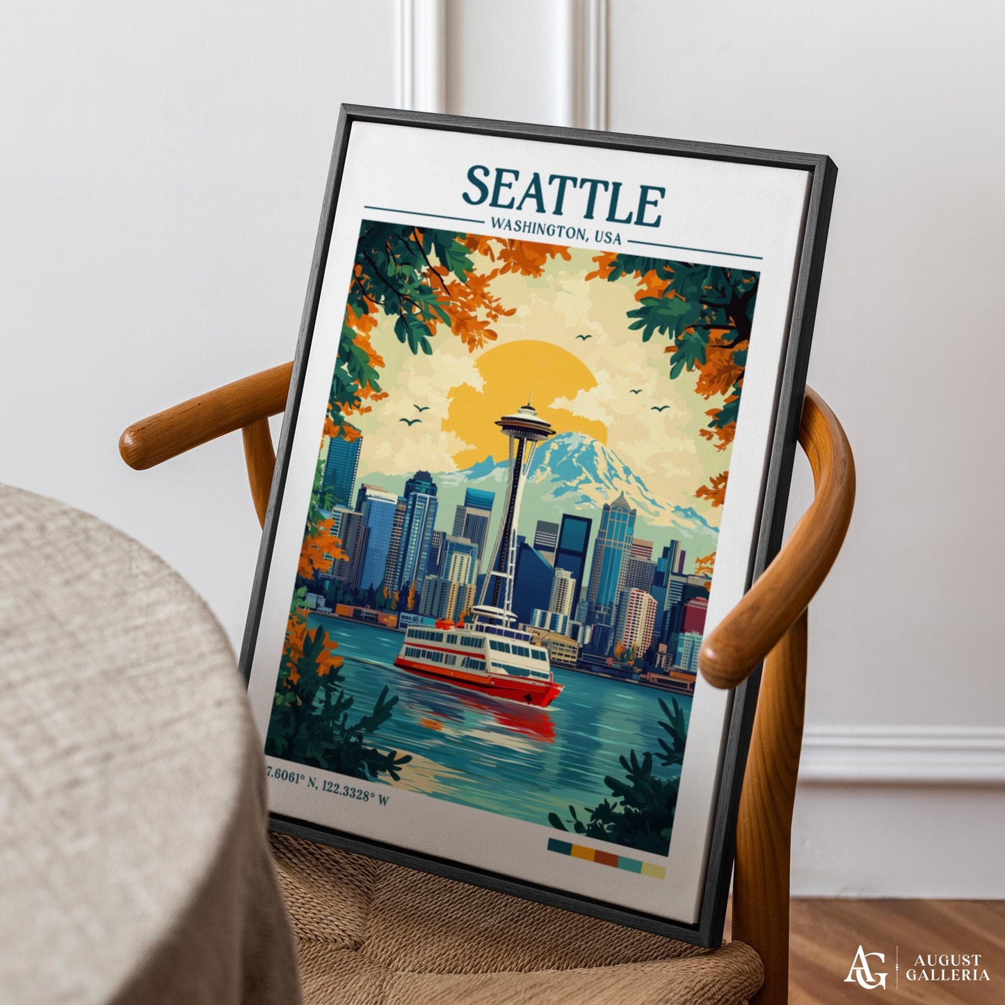 Seattle Washington Retro Travel Print