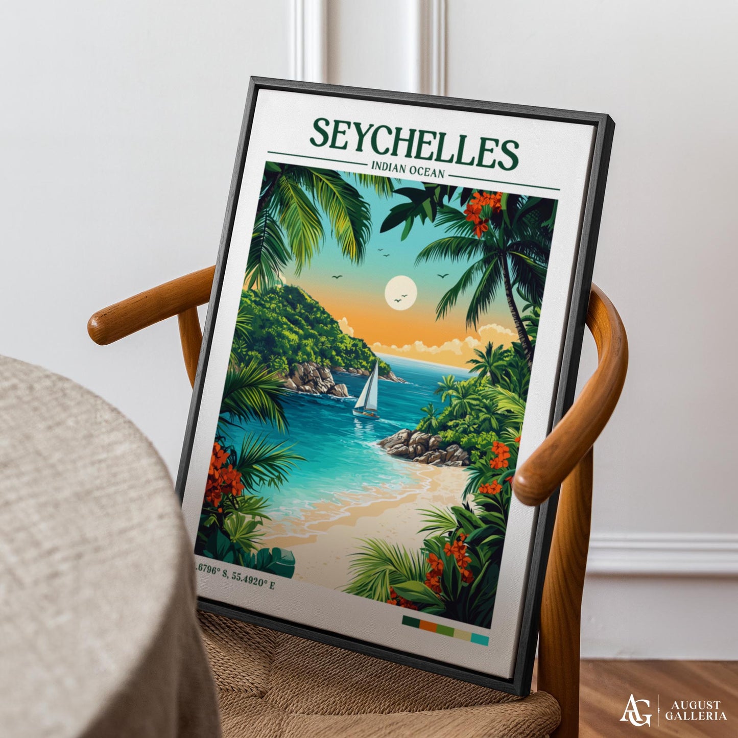 Seychelles Retro Travel Print