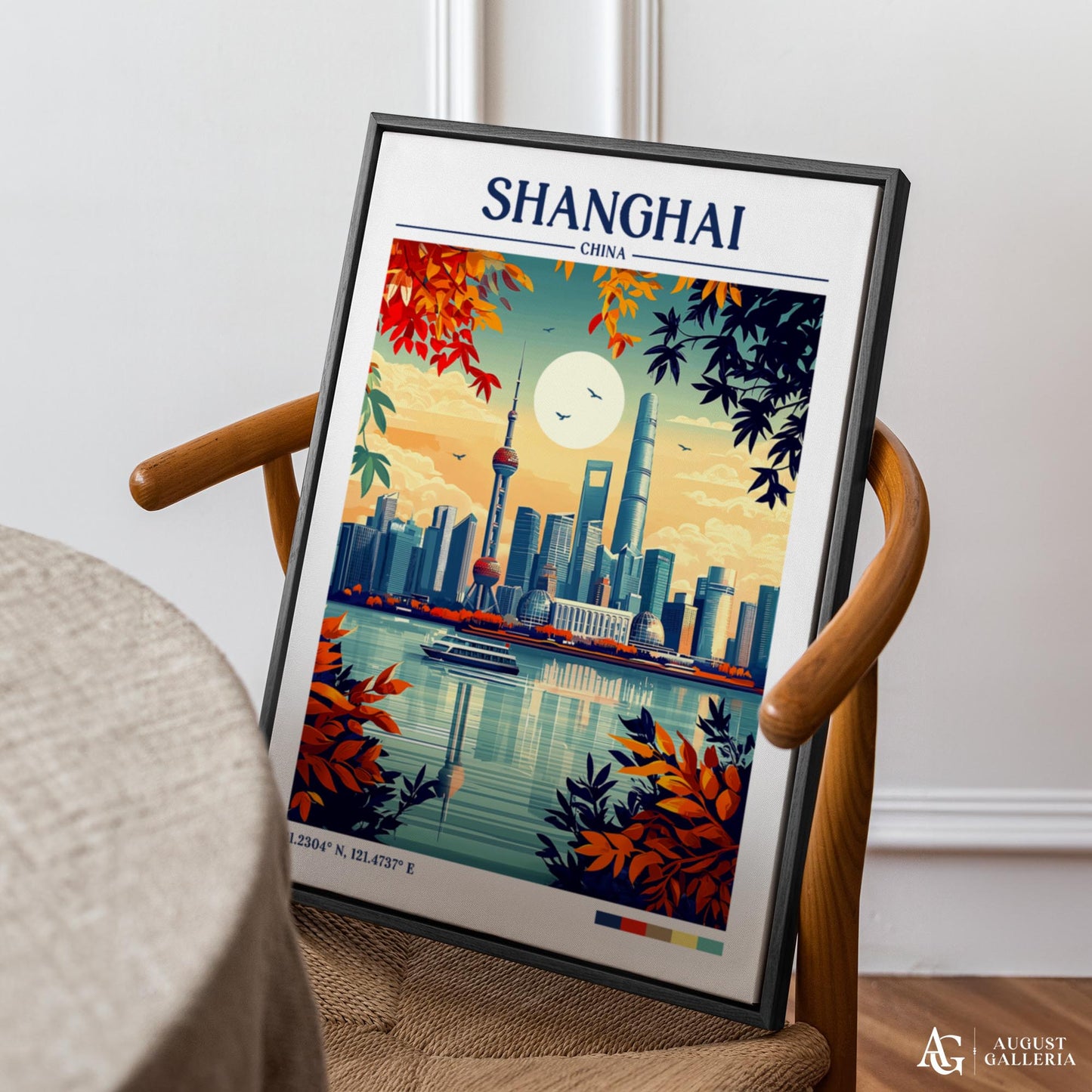 Shanghai China Retro Travel Print