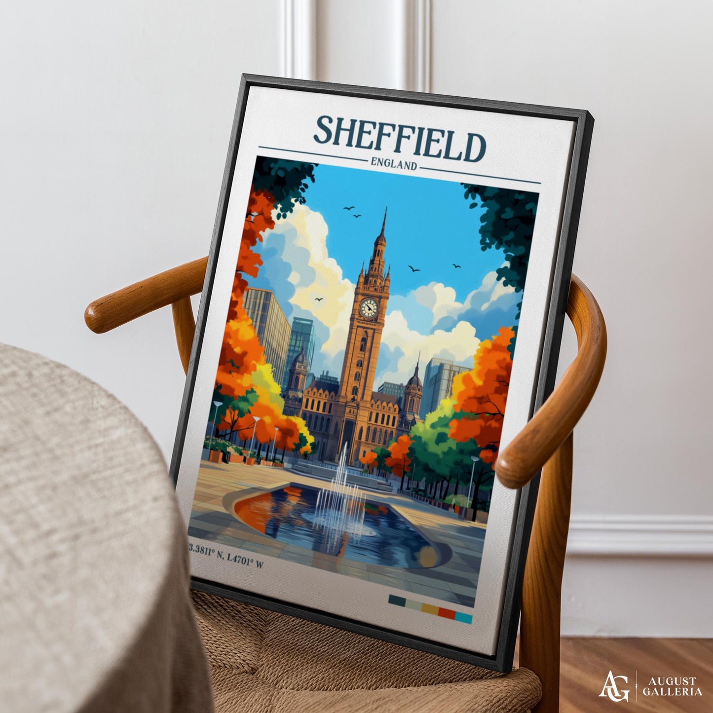 Sheffield England Retro Travel Print