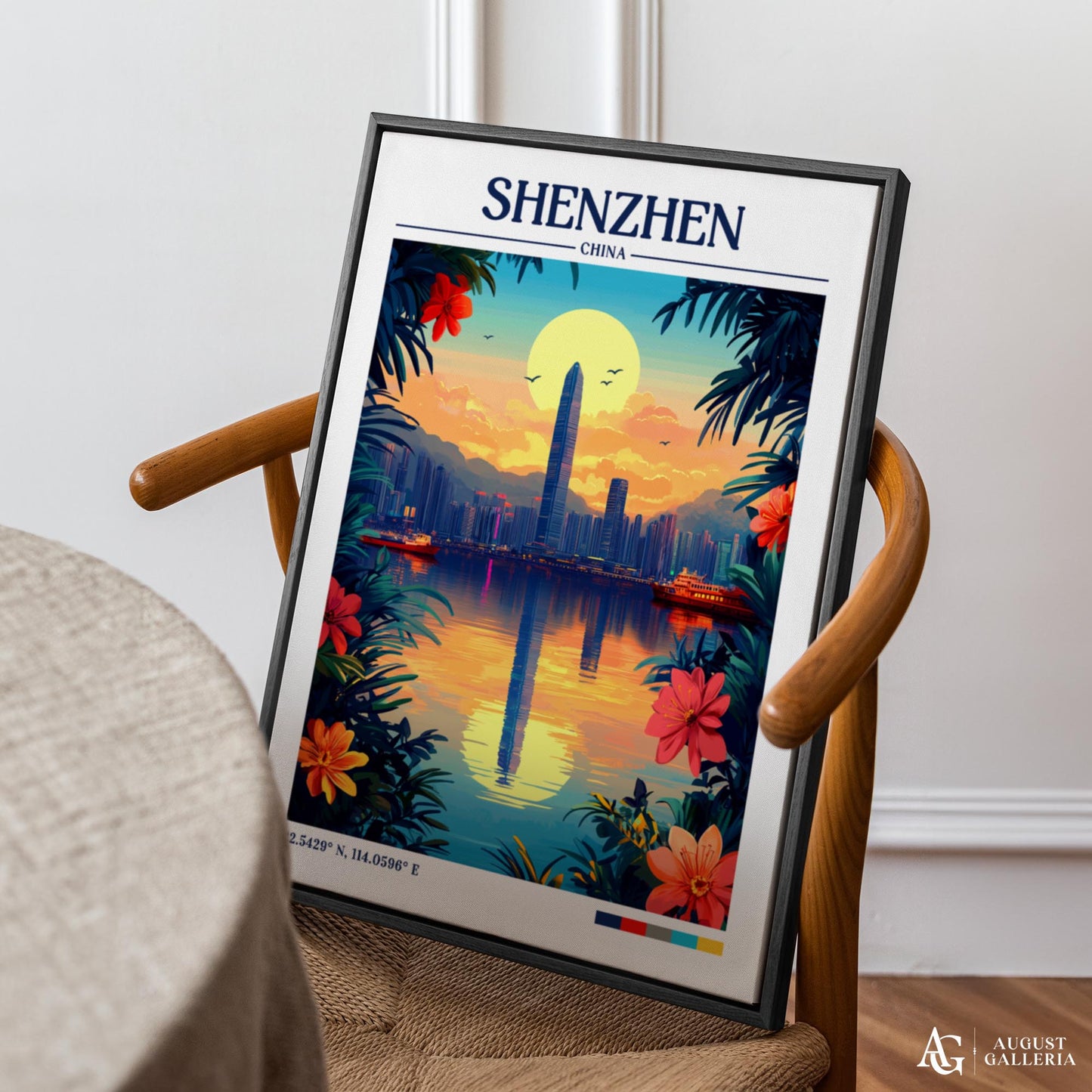 Shenzhen China Retro Travel Print