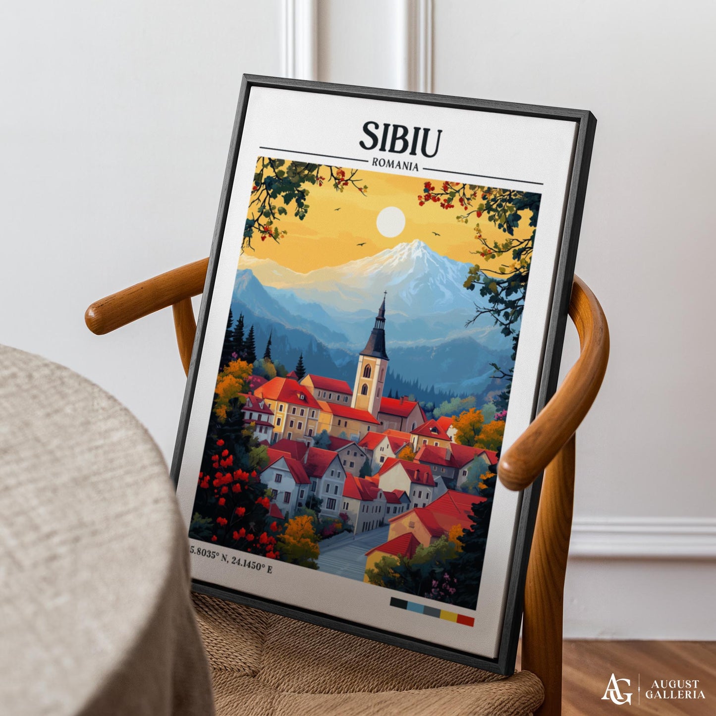 Sibiu Romania Retro Travel Print